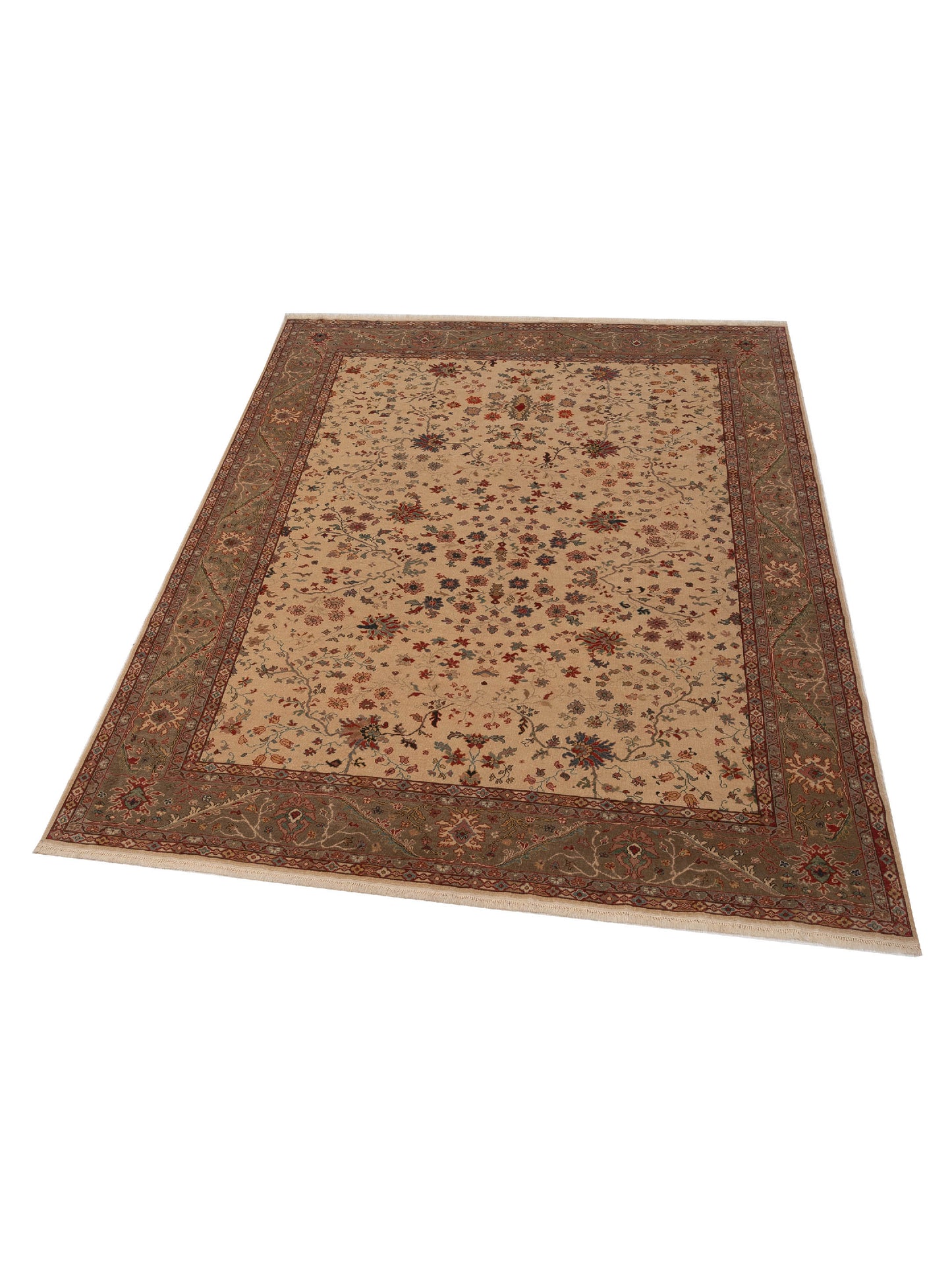 Antique Loom 104523 Ivory Green 10x12.5 Hand Knotted Rug