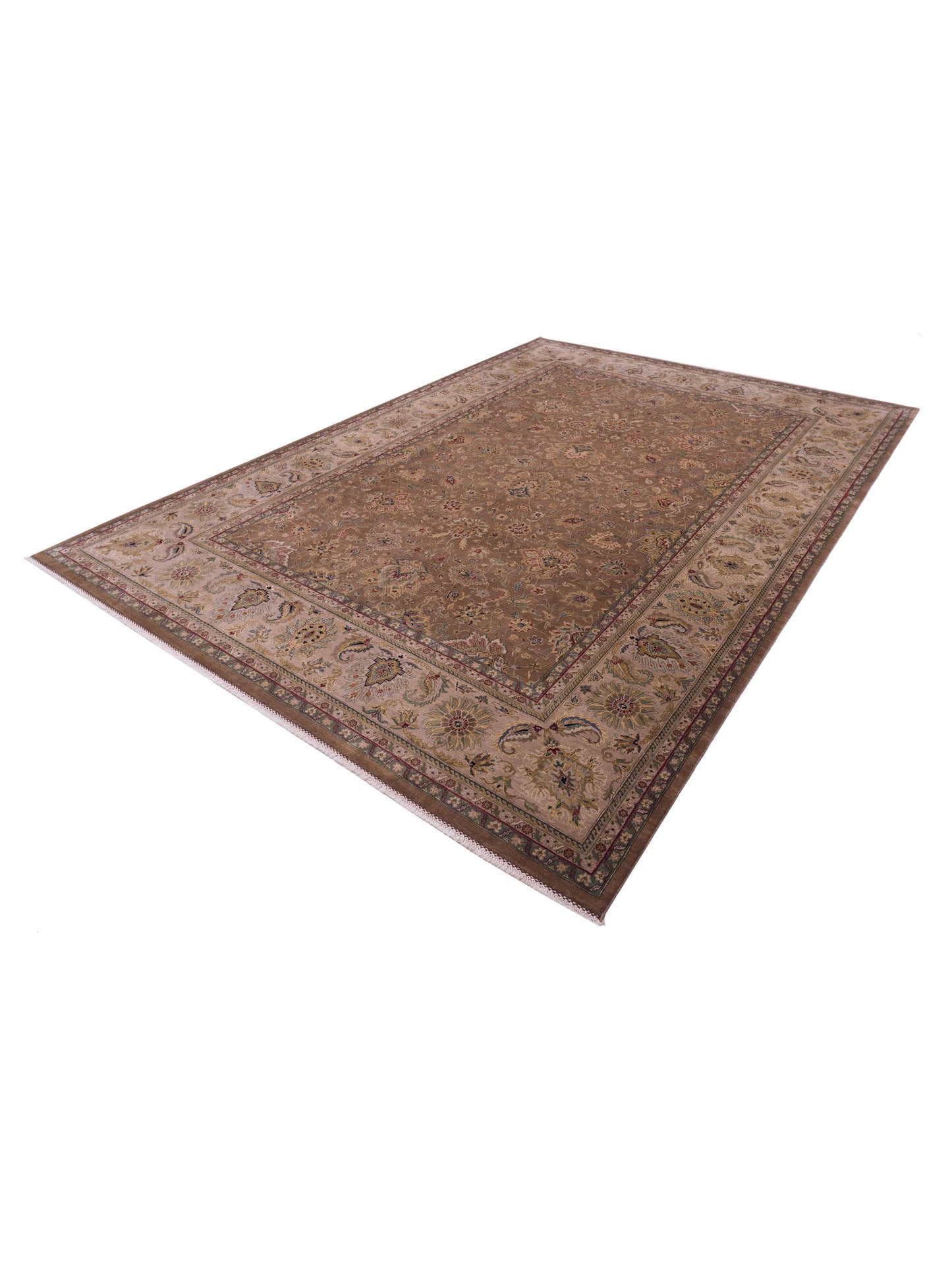 Crown 96411 Brown Light Brown 10.2x14.2 Hand Knotted Rug
