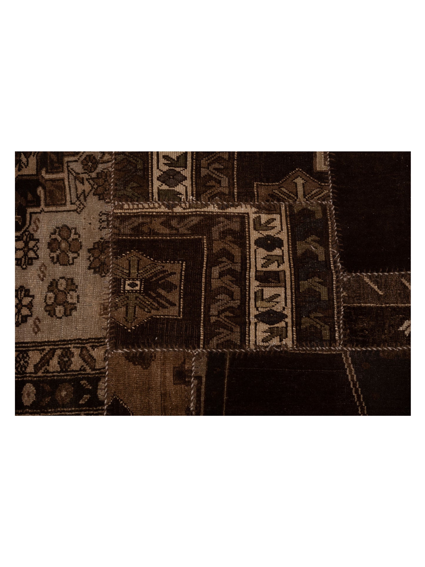 Turkish Vestige Patchwork 108895 Dark Brown 9.10x11.5 Hand Knotted Rug