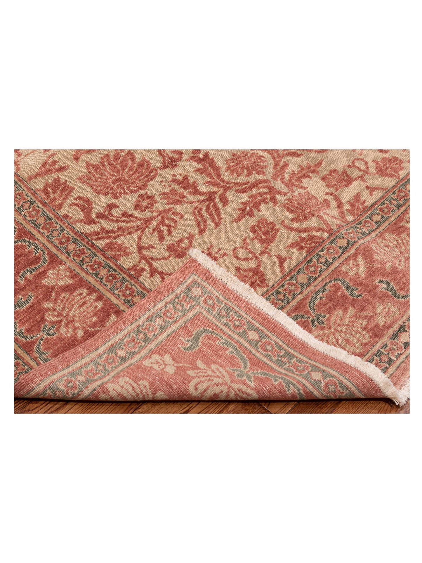 Turkish Elvan 97429 Cream Pink 9.5x11.2 Hand Knotted Rug