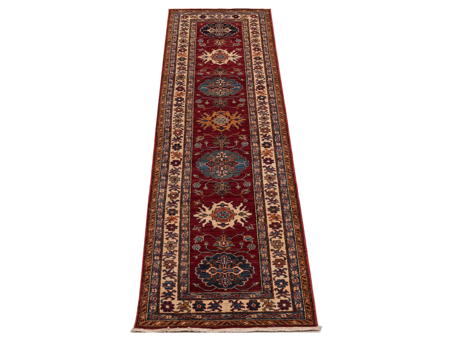 Artisan Kazak 152027 Red Ivory 2.7x10 Hand Knotted Rug