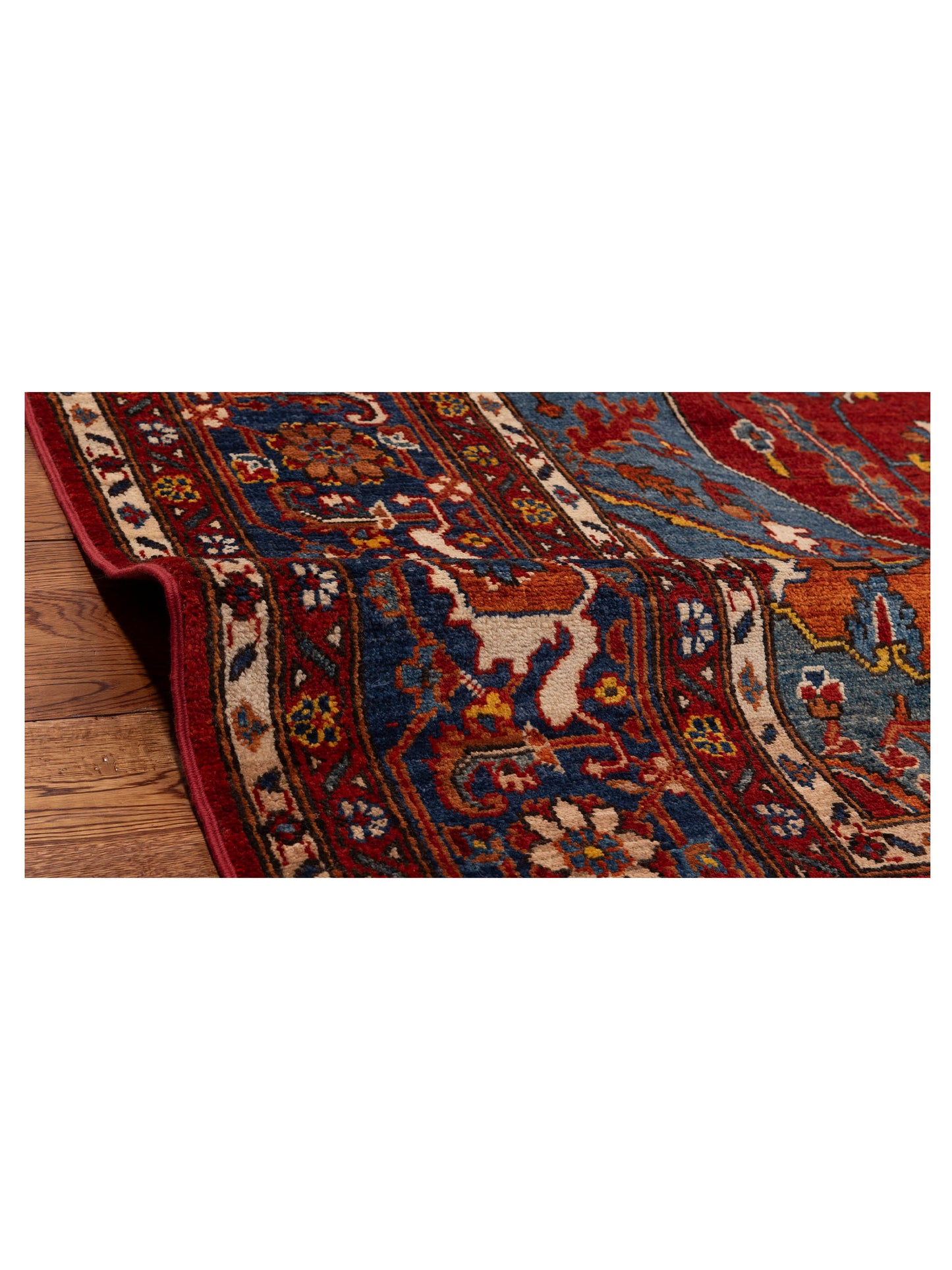 Artisan Kazak 151858 Red Blue 8.4x10.7 Hand Knotted Rug