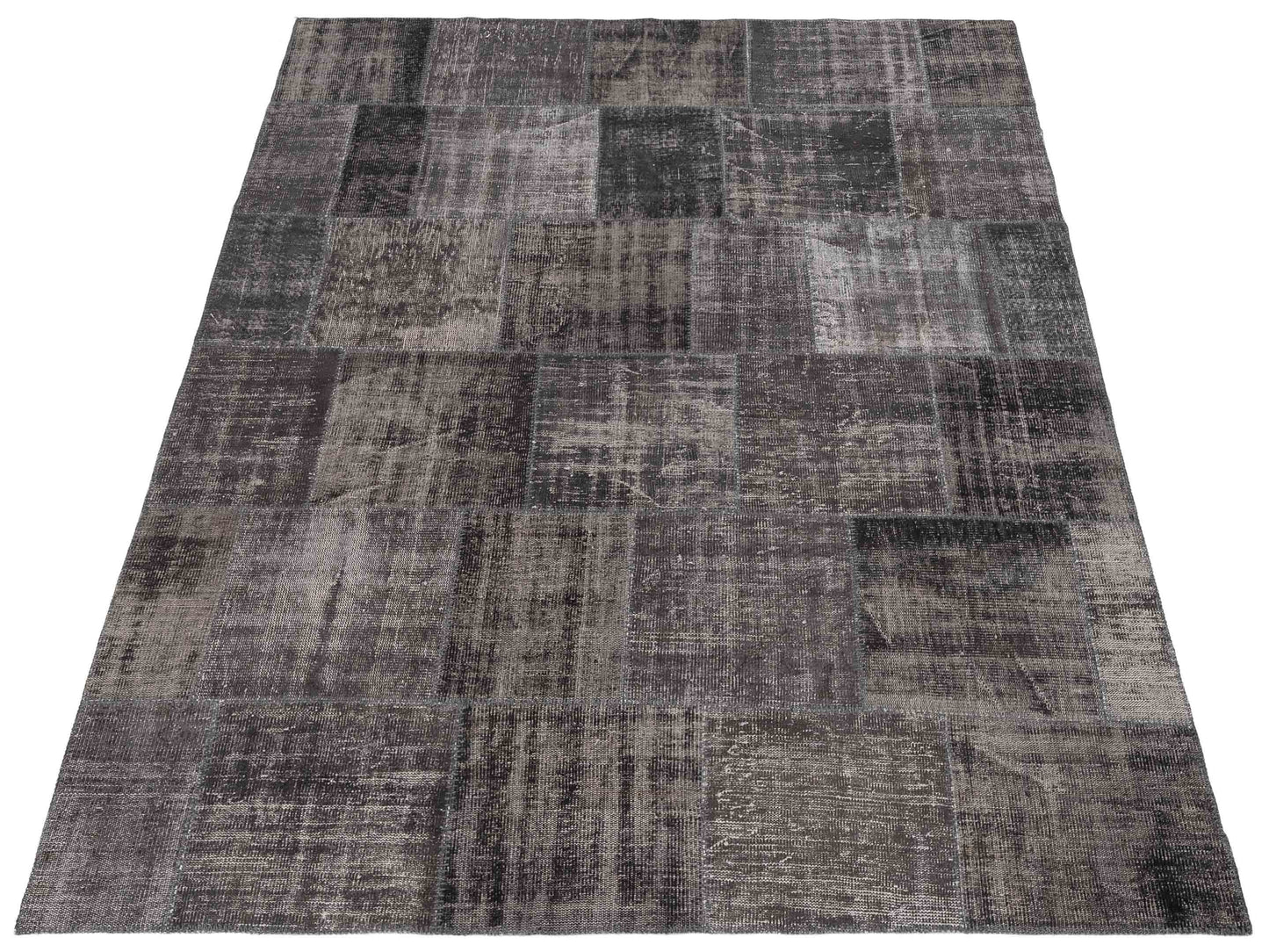 Turkish Vestige Patchwork 114947 Dark Gray 7.11x100 Hand Knotted Rug