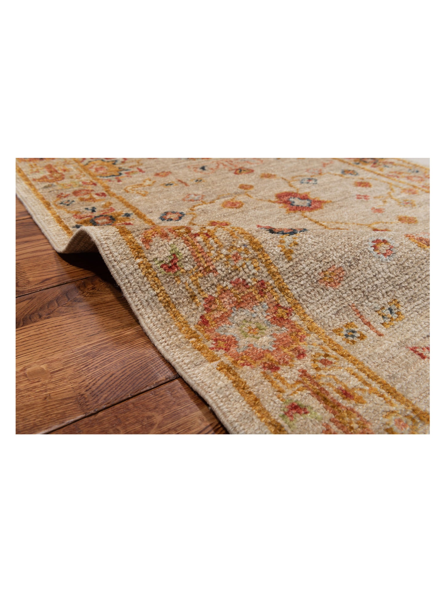 Angora Oushak 146526 Ivory Ivory 2.6x9.9 Hand Knotted Rug