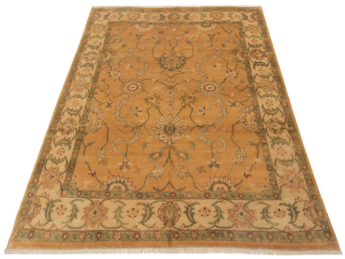 Oushak Shah 86681 Gold Ivory 8x9.11 Hand Knotted Rug