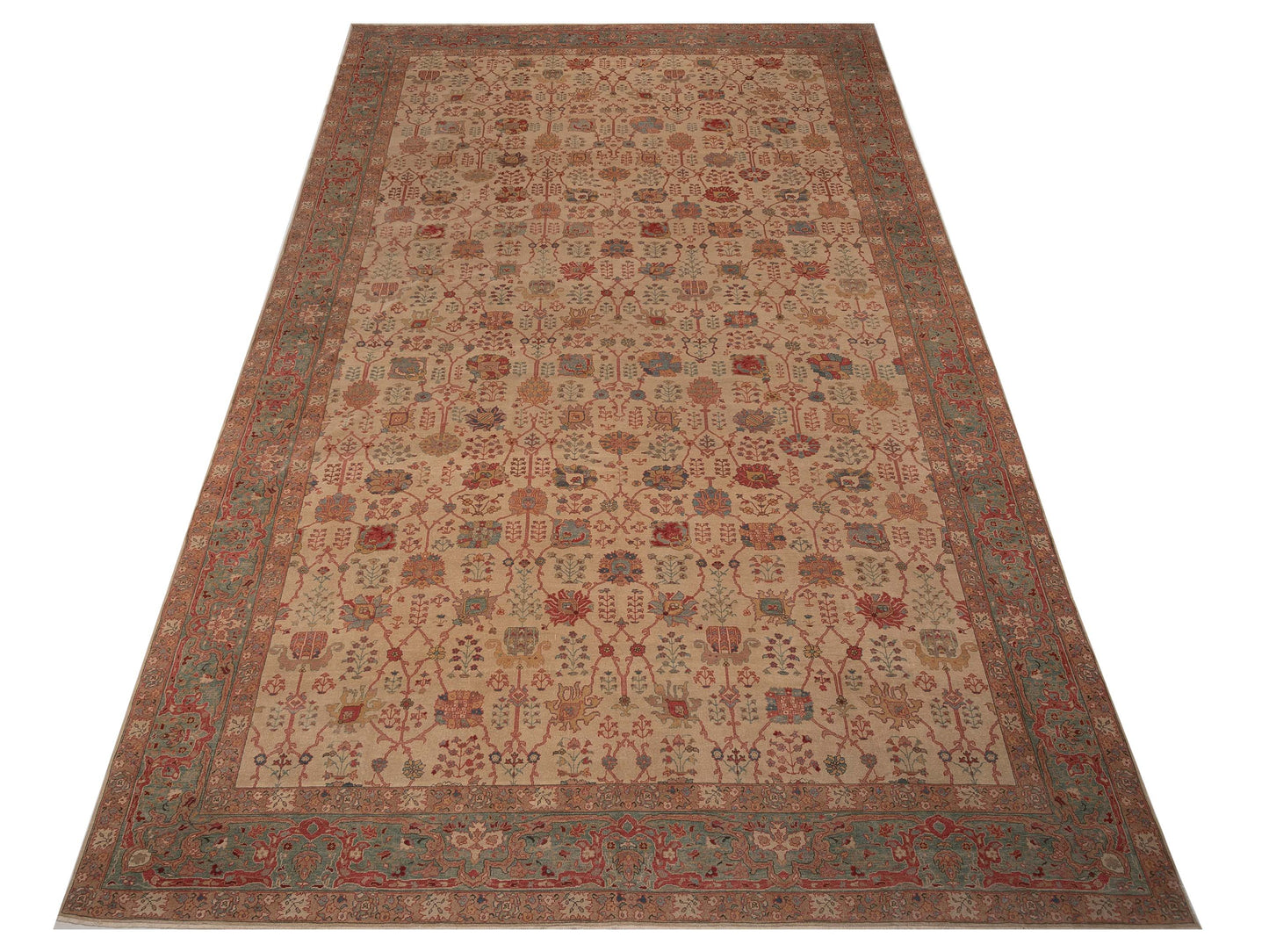 Antique Loom 98154 Ivory Blue 14.4x21.10 Hand Knotted Rug