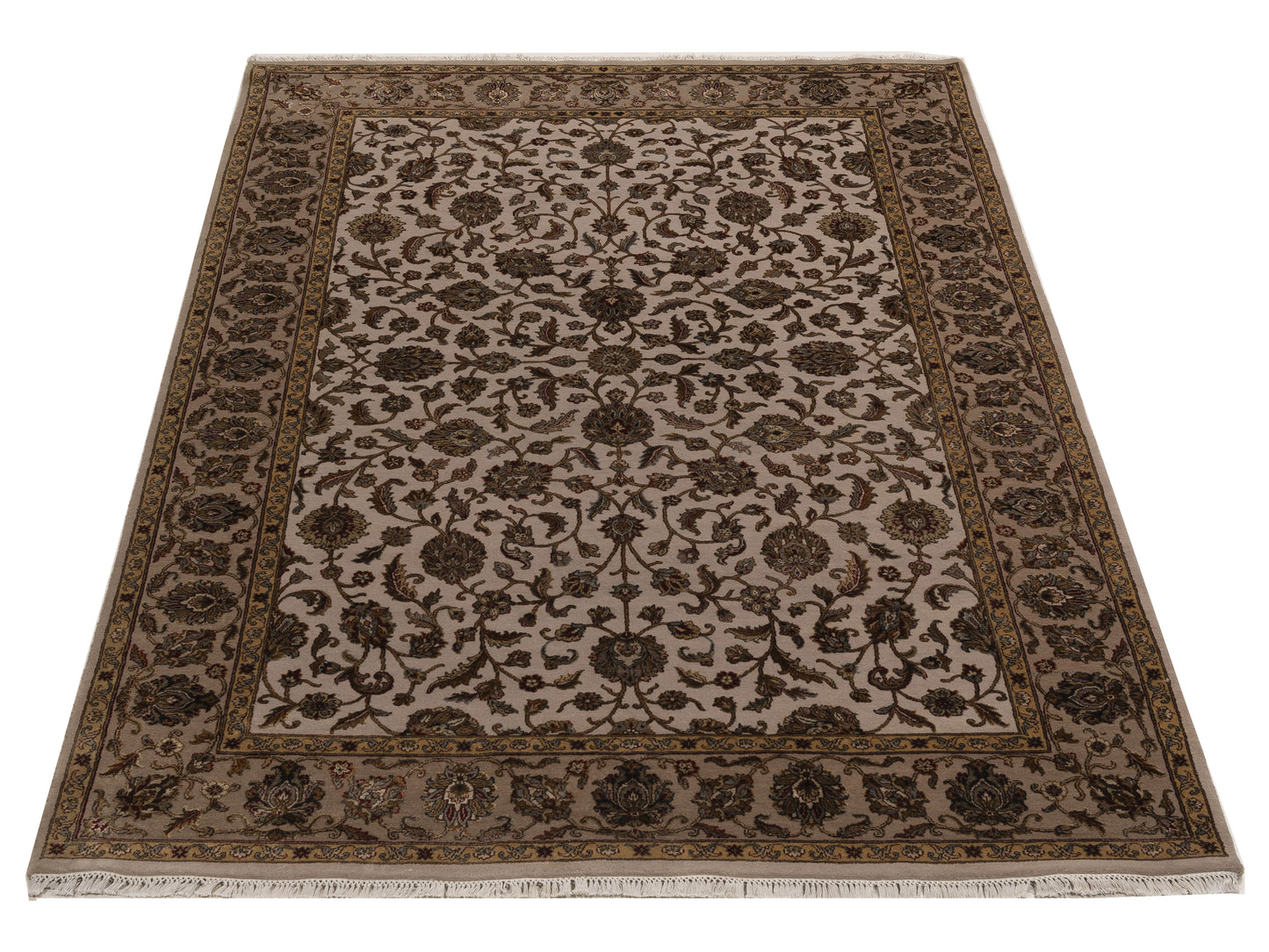Imperial Silk 153366 Beige Brown 6.3x9.5 Hand Knotted Rug