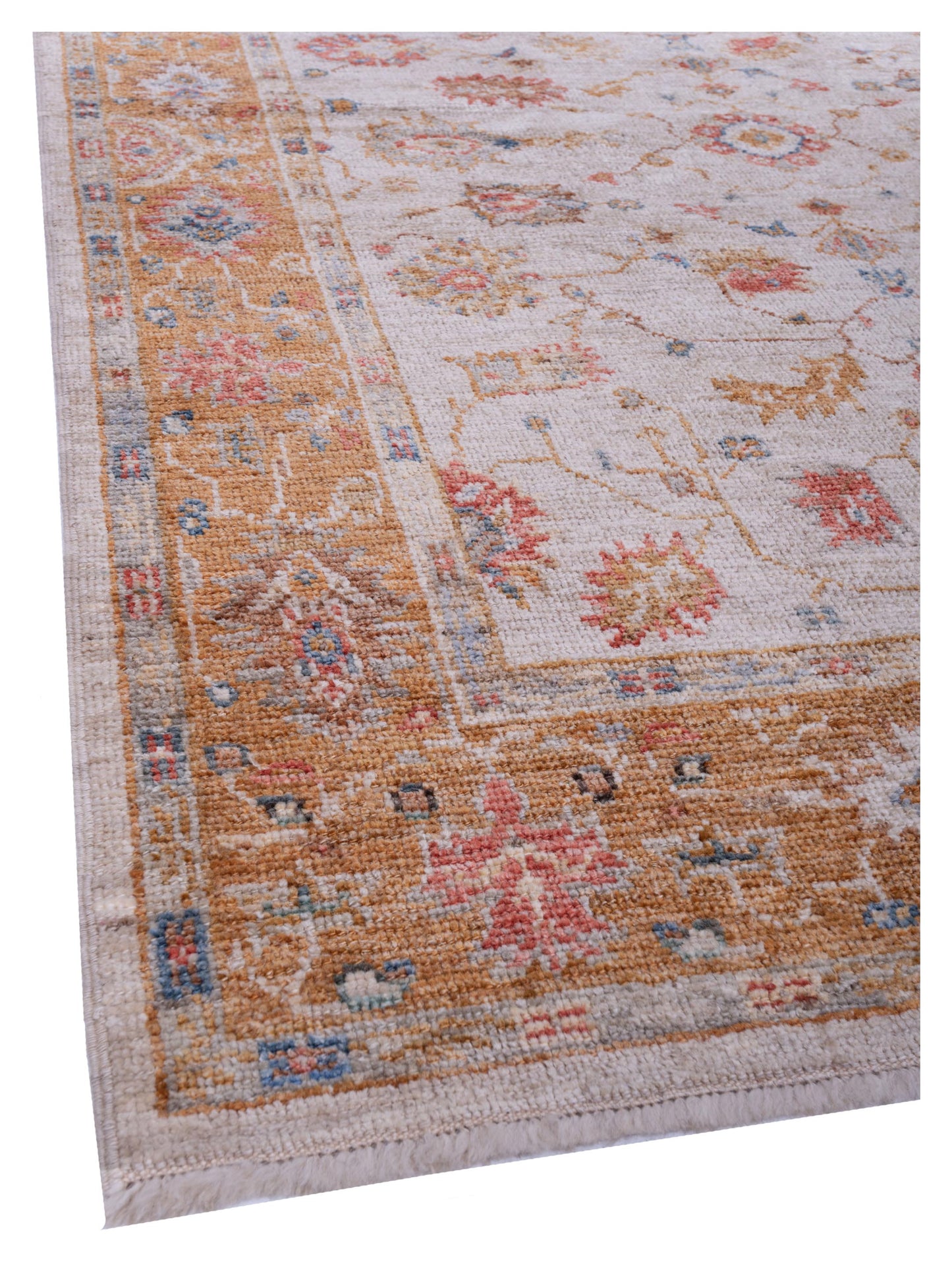 Angora Oushak 144603 Ivory Orange 5.1x7 Hand Knotted Rug