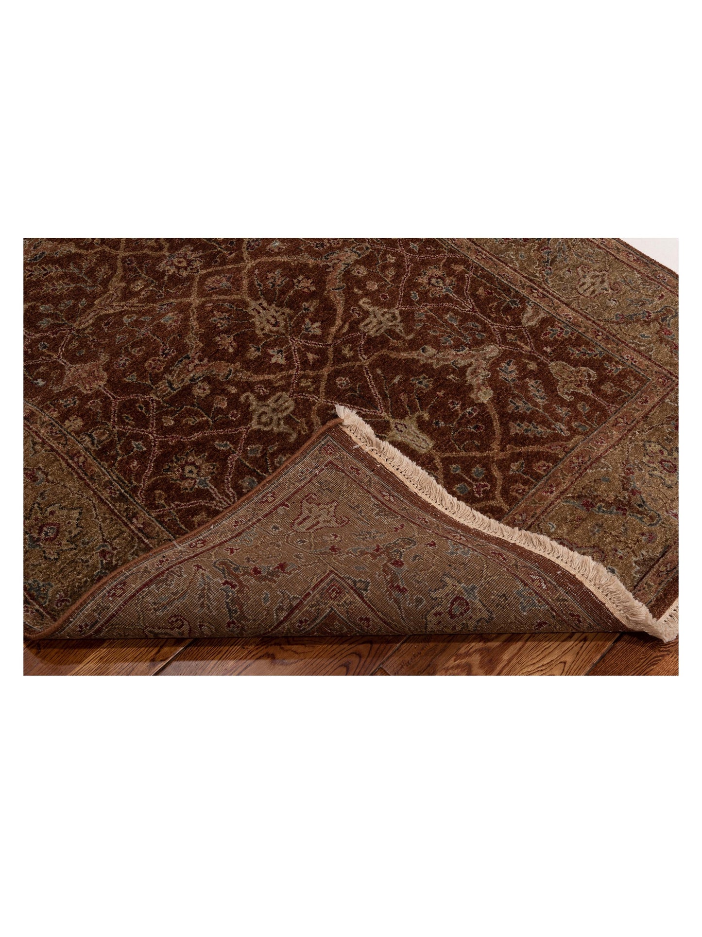 Platinum 115909 Brown Green 3.11x5.11 Hand Knotted Rug