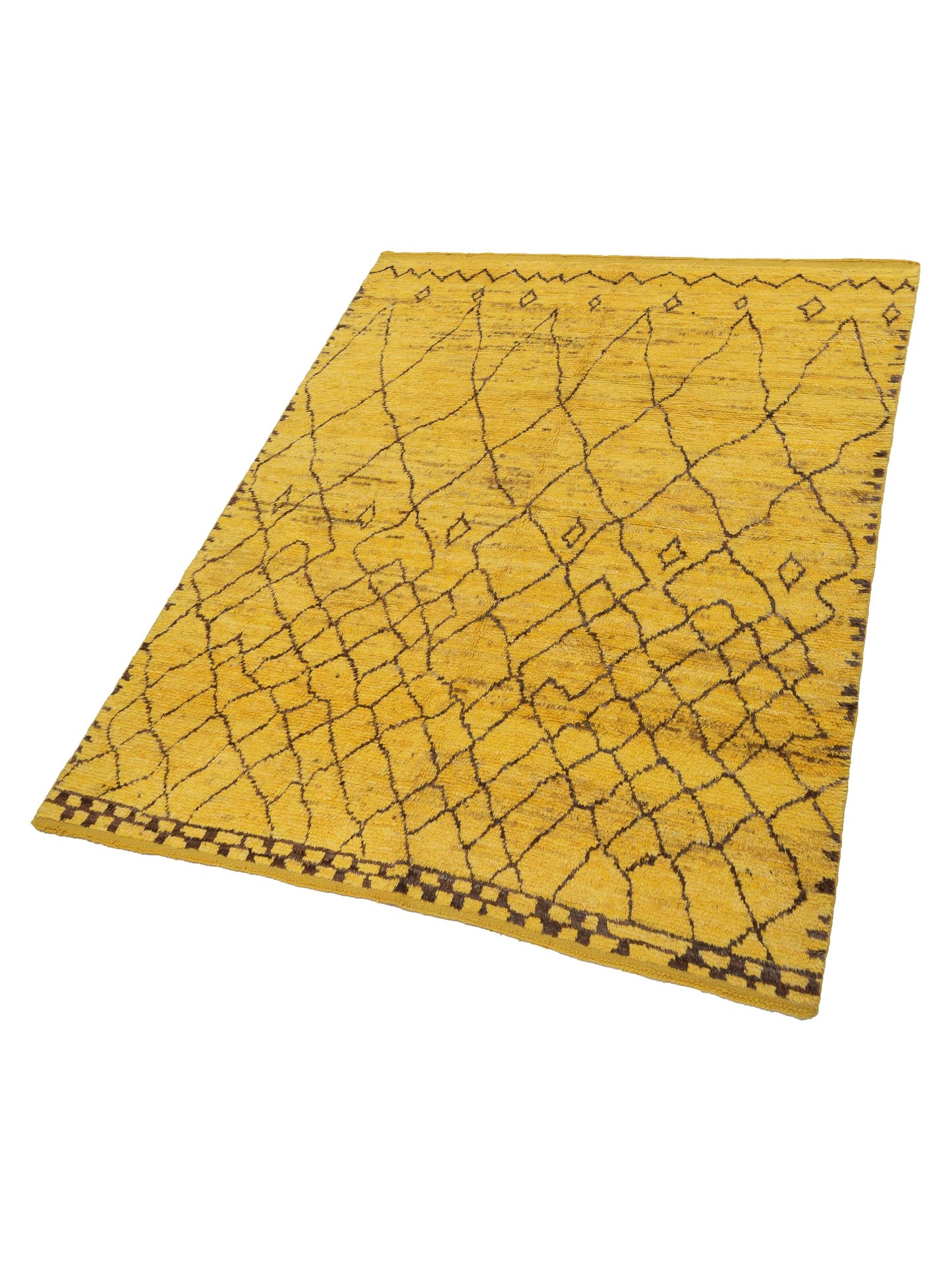 Berber Aspendos Yellow Charcoal 8.4x10.4 Hand Knotted Rug