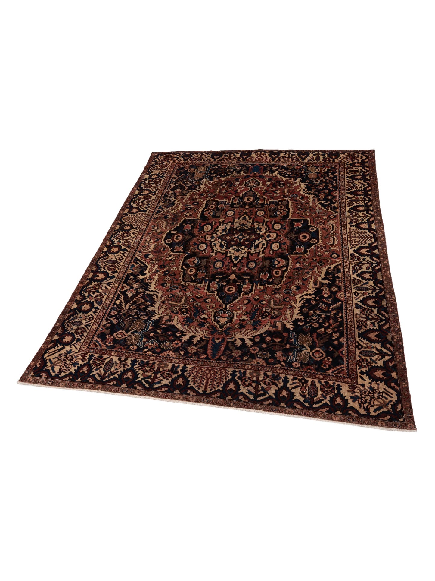 Persian 81330 Pink Ivory 10.6x13.2 Hand Knotted Rug