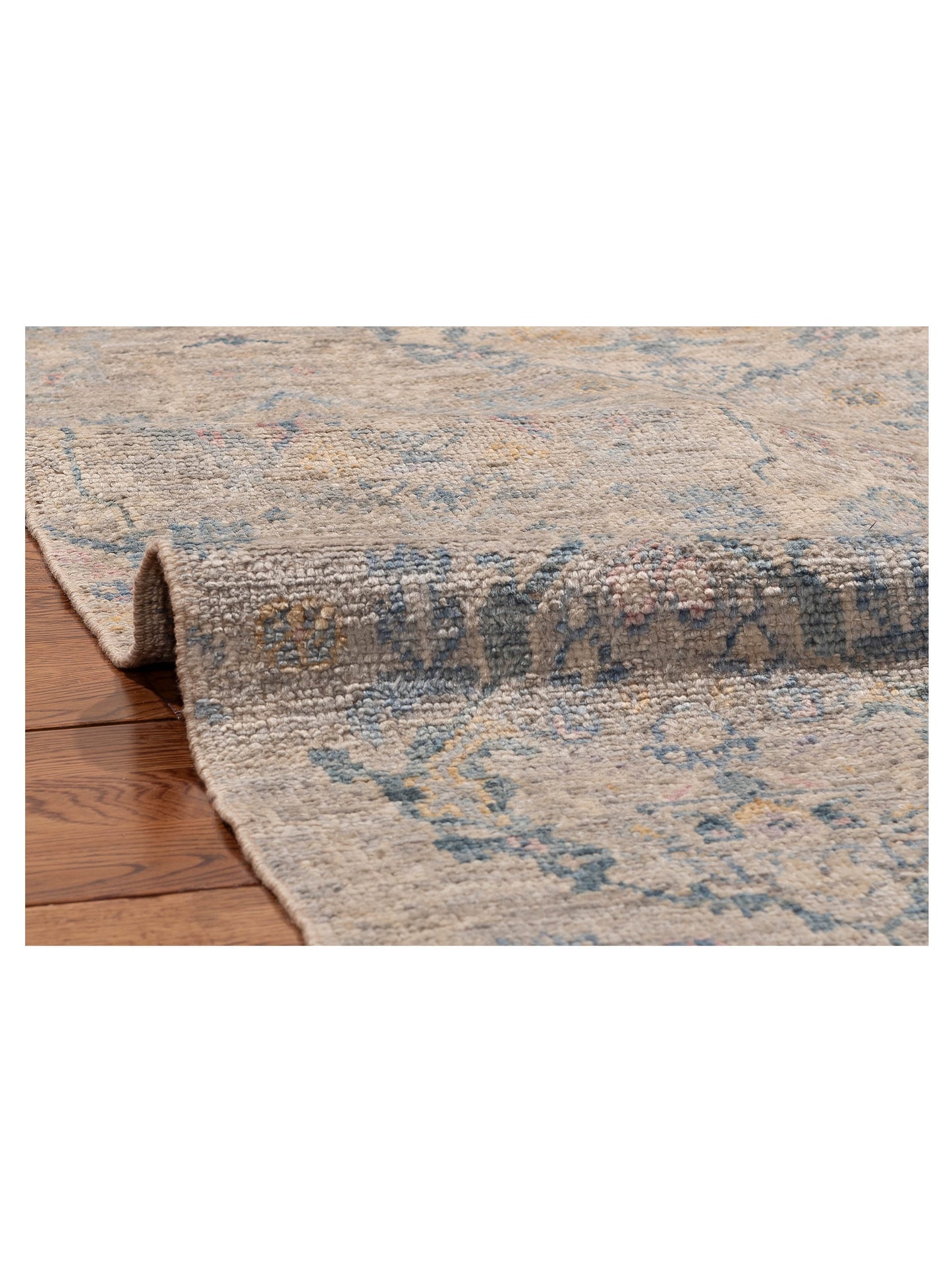 Angora Oushak 154099 Gray Blue 2.6x11.5 Hand Knotted Rug