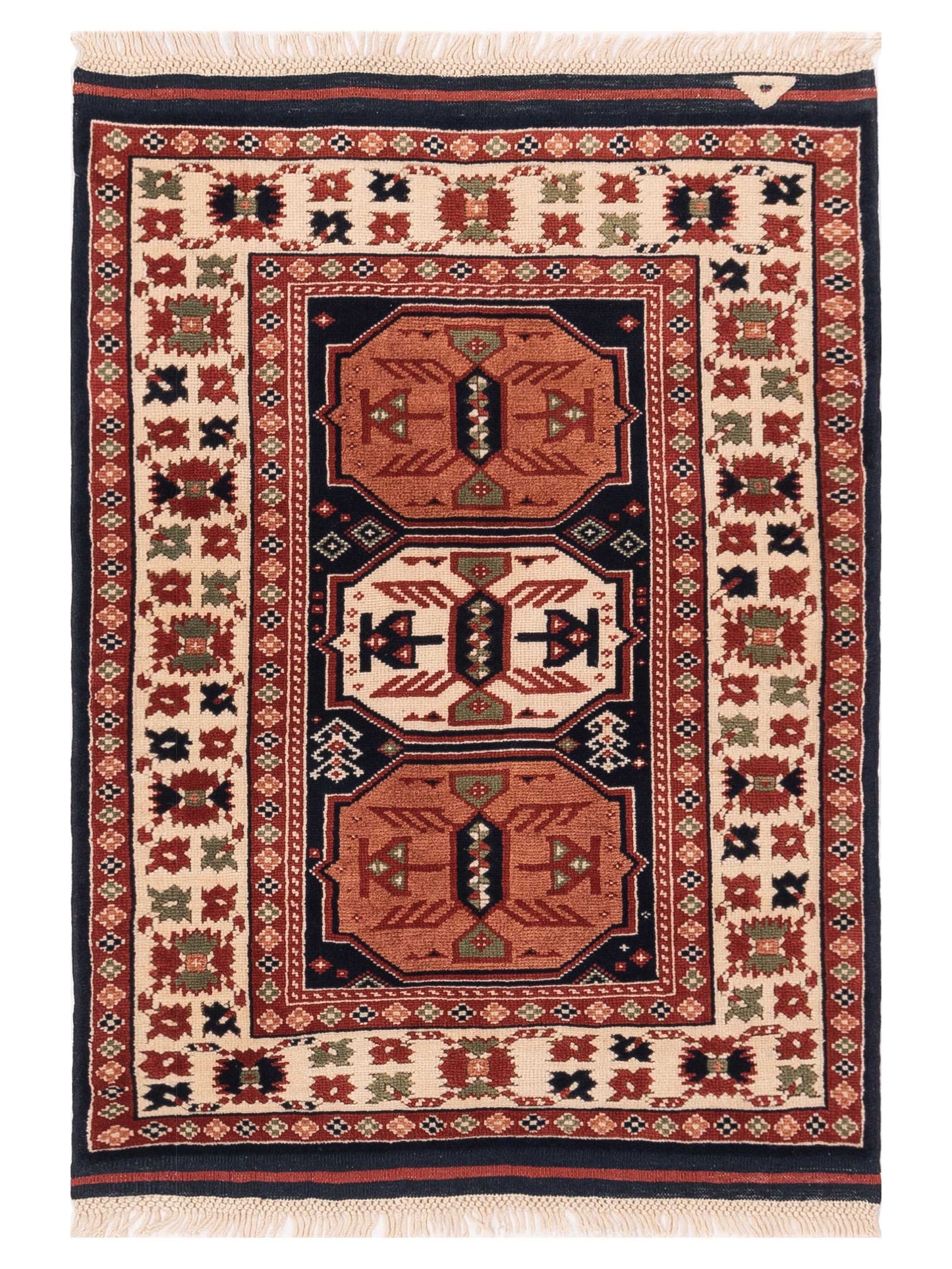 Pasha Turkish Shirwan  Navy Ivory Traditional