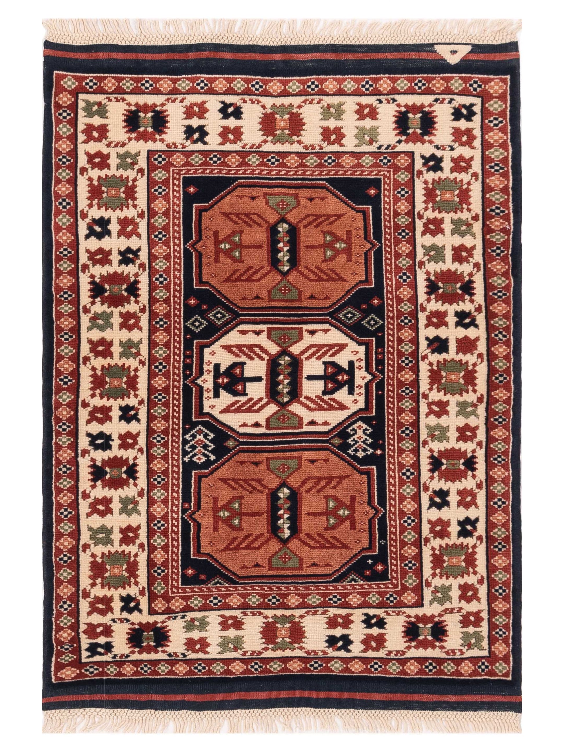 Pasha Turkish Shirwan  Navy Ivory Traditional