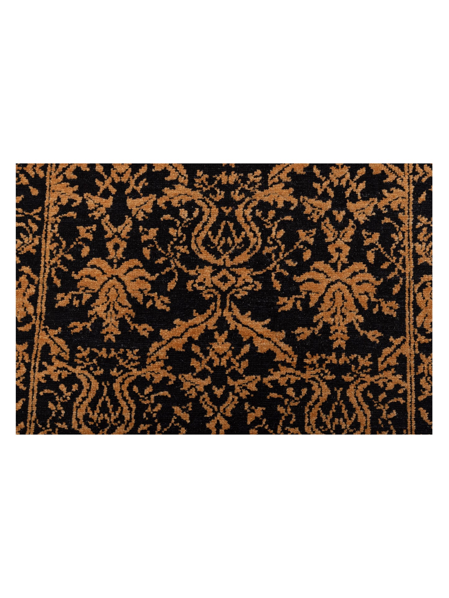 Defne Begonia Black Gold 2.8x9.5 Hand Knotted Rug