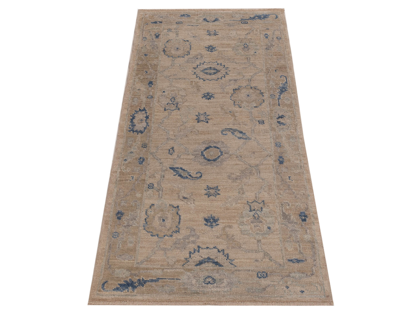 Angora Oushak 150305 Beige Brown 2.9x6.7 Hand Knotted Rug