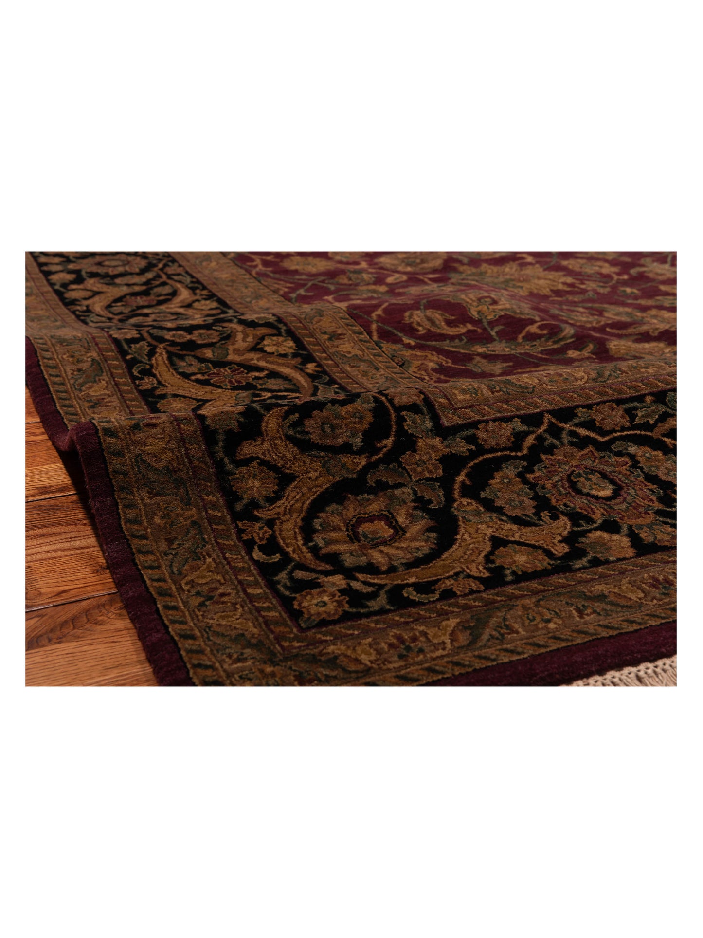 Crown 83896 Burgundy Black 9.1x12.7 Hand Knotted Rug
