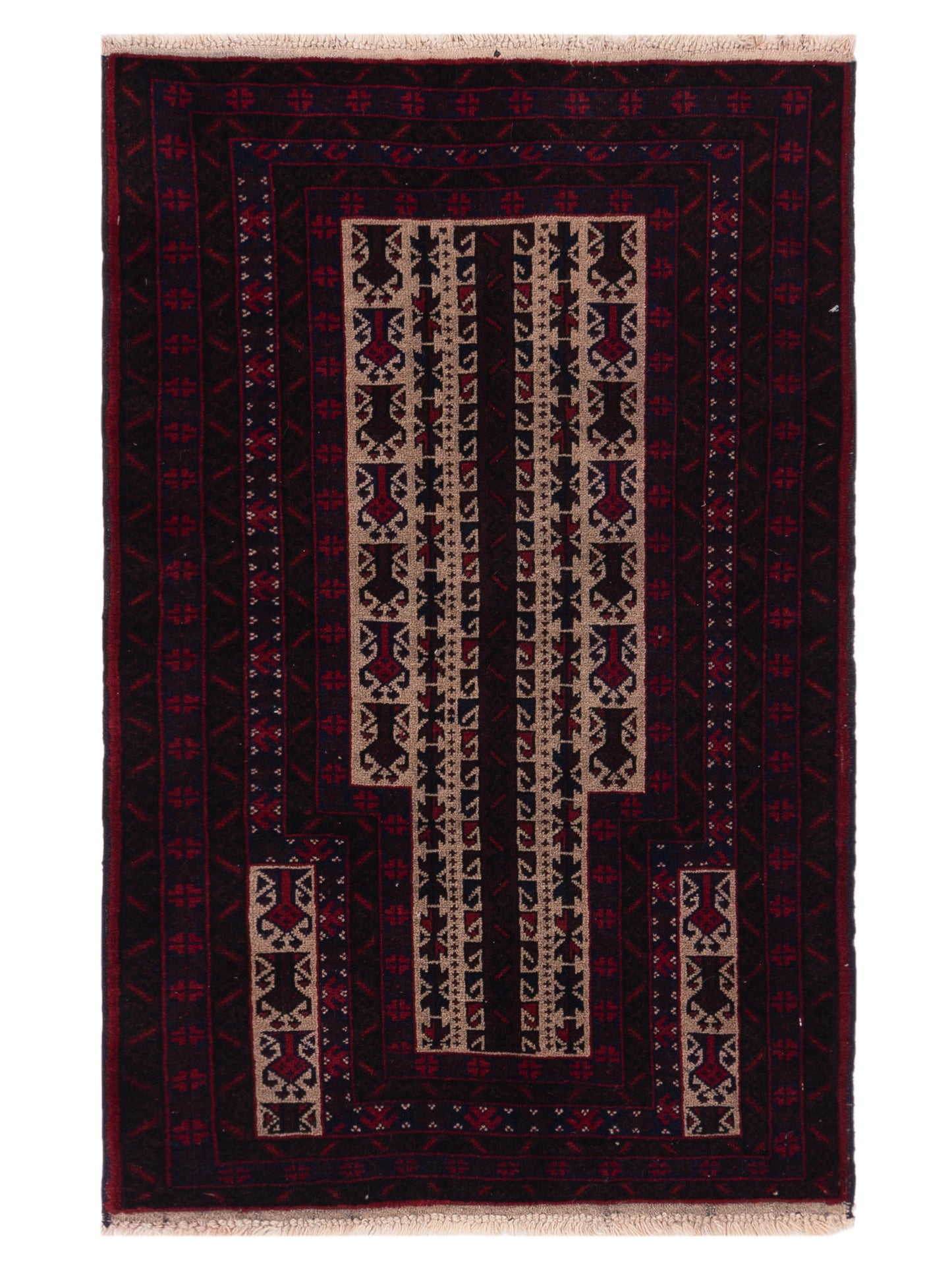 Nomad Afghan Belcik  Ivory Brown Tribal