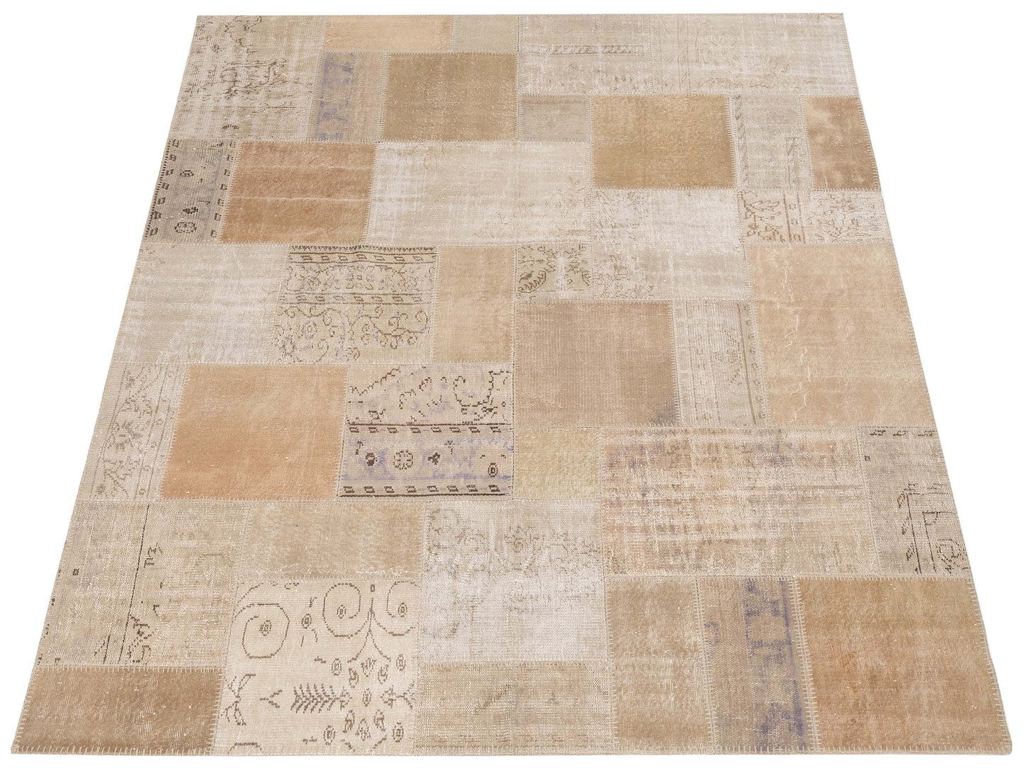 Turkish Vestige Patchwork 128876 Natural 8.3x9.10 Hand Knotted Rug