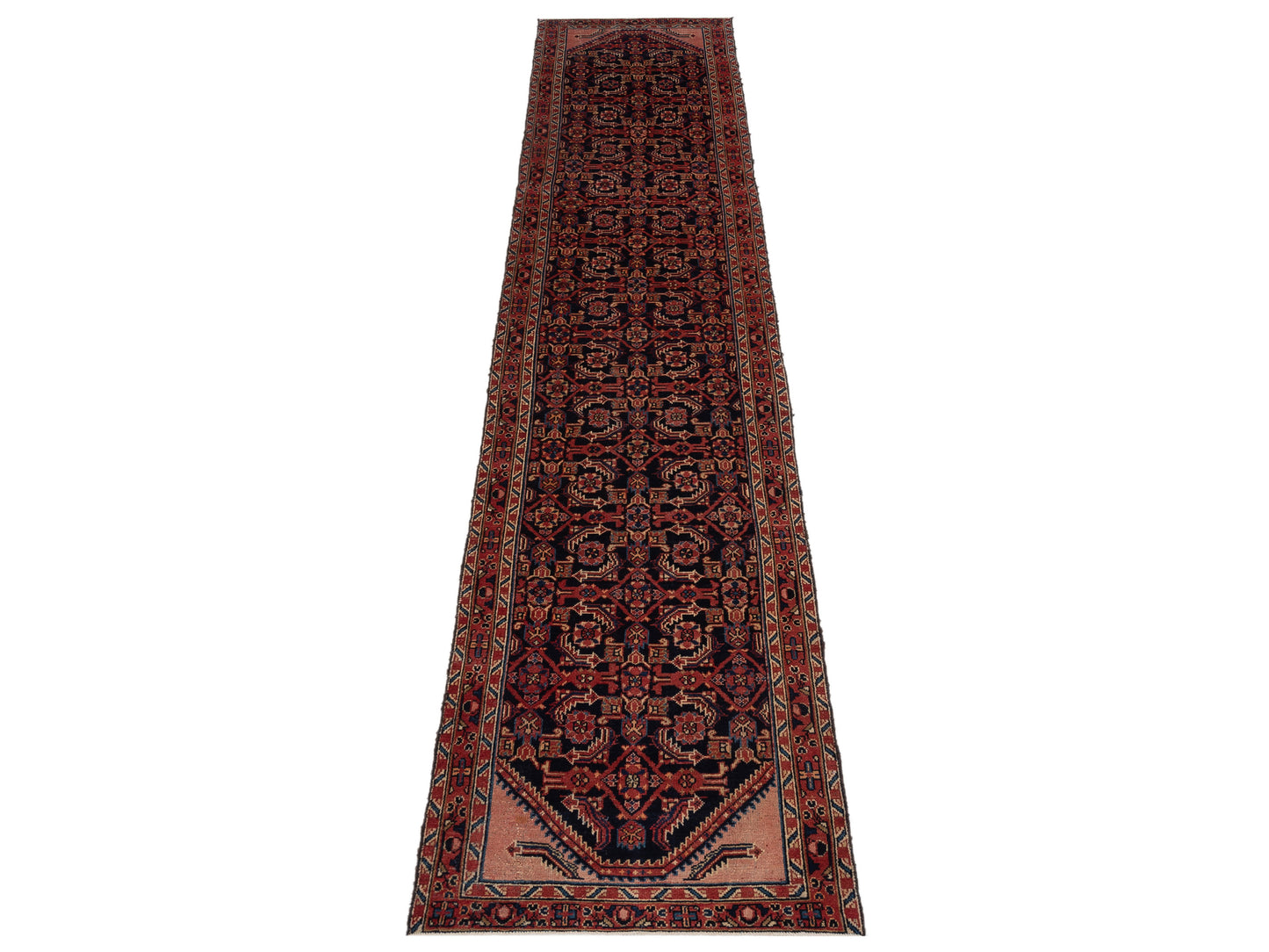 Persian 85764 Navy Red 3.4x16.4 Hand Knotted Rug