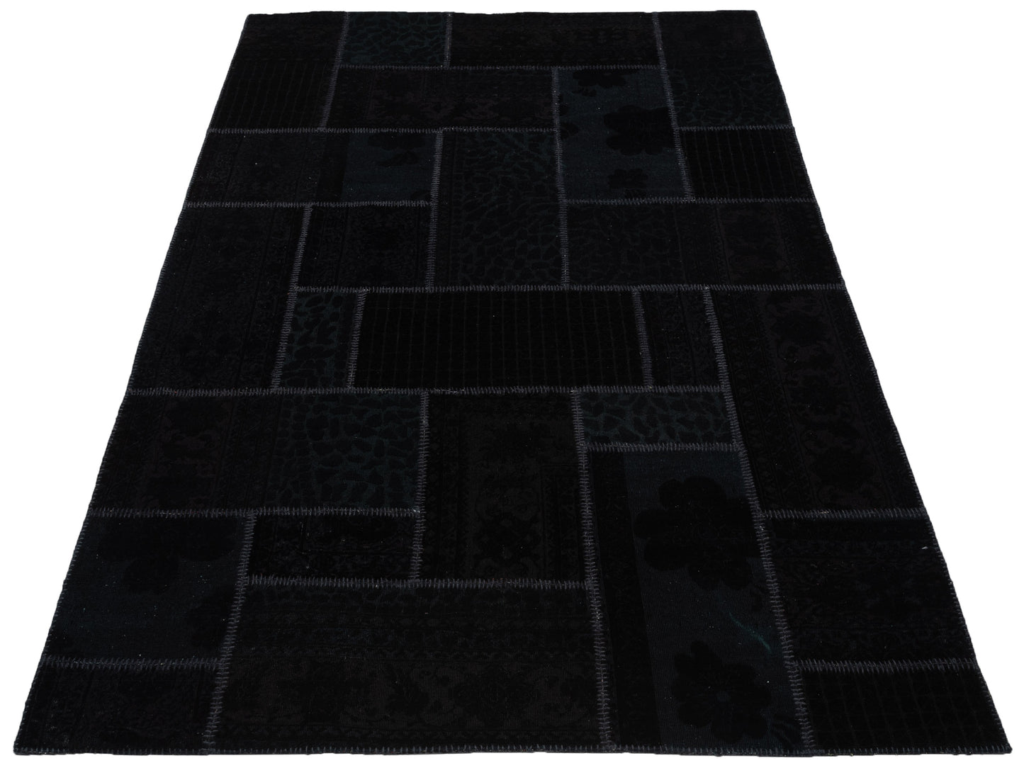 Turkish Vestige Patchwork 109476 Black 6.6x10 Hand Knotted Rug