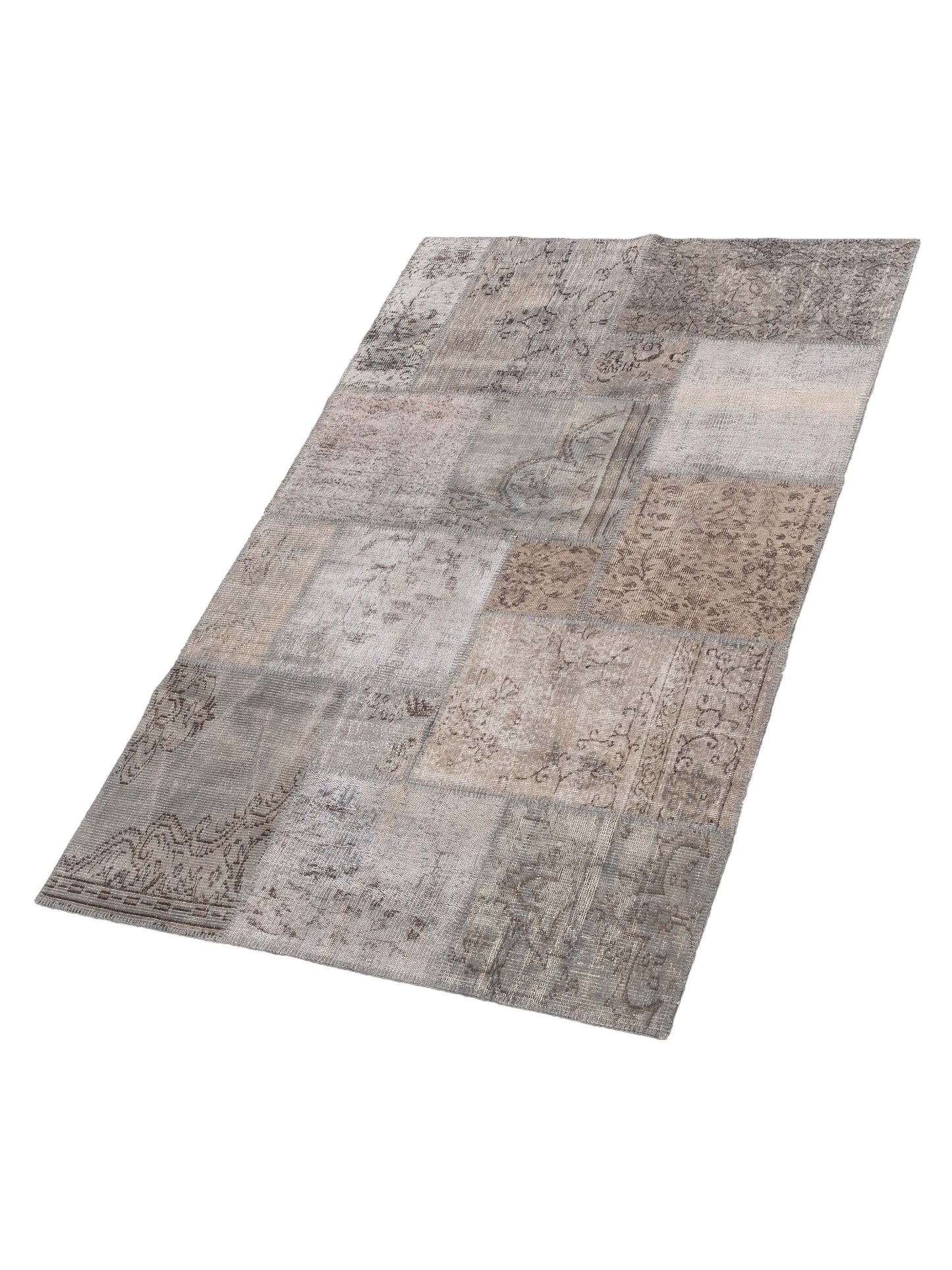 Turkish Vestige Patchwork 128948 Gray 5x8 Hand Knotted Rug