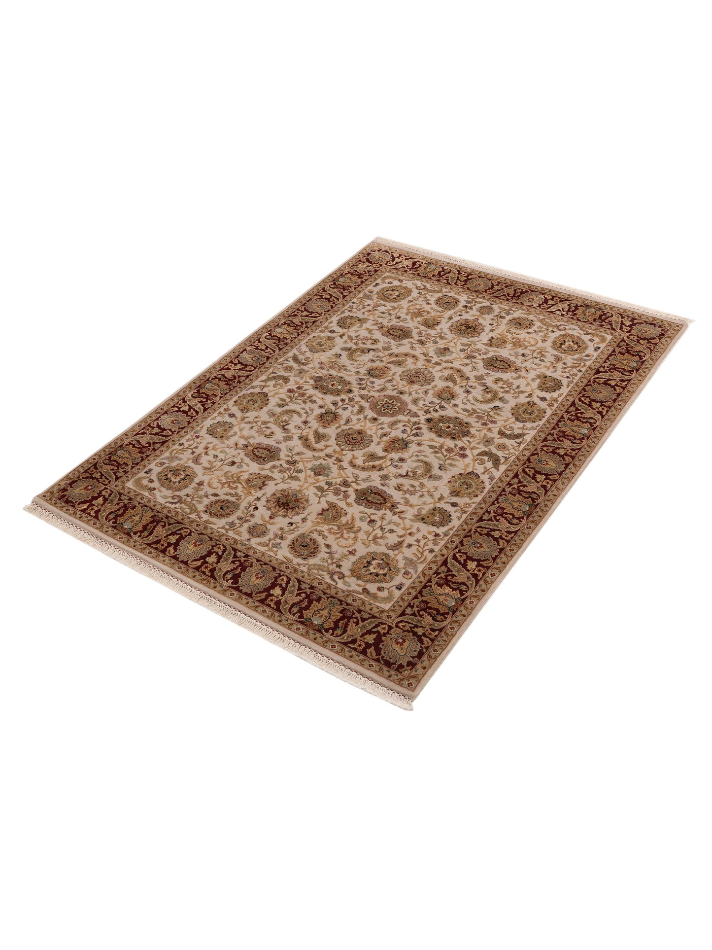 Imperial Silk 151206 Ivory Red 5.8x8.1 Hand Knotted Rug