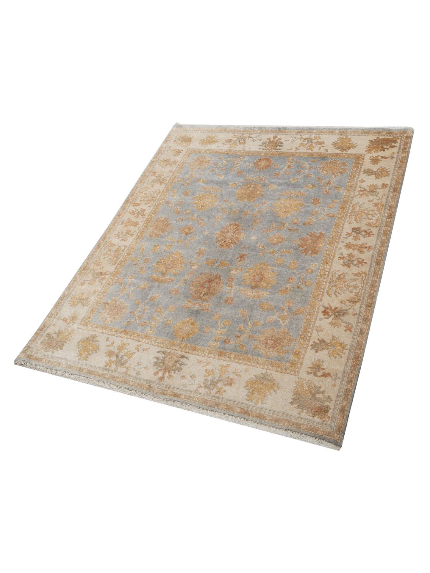 Oushak Shah 121302 Gray Ivory 7.11x10 Hand Knotted Rug