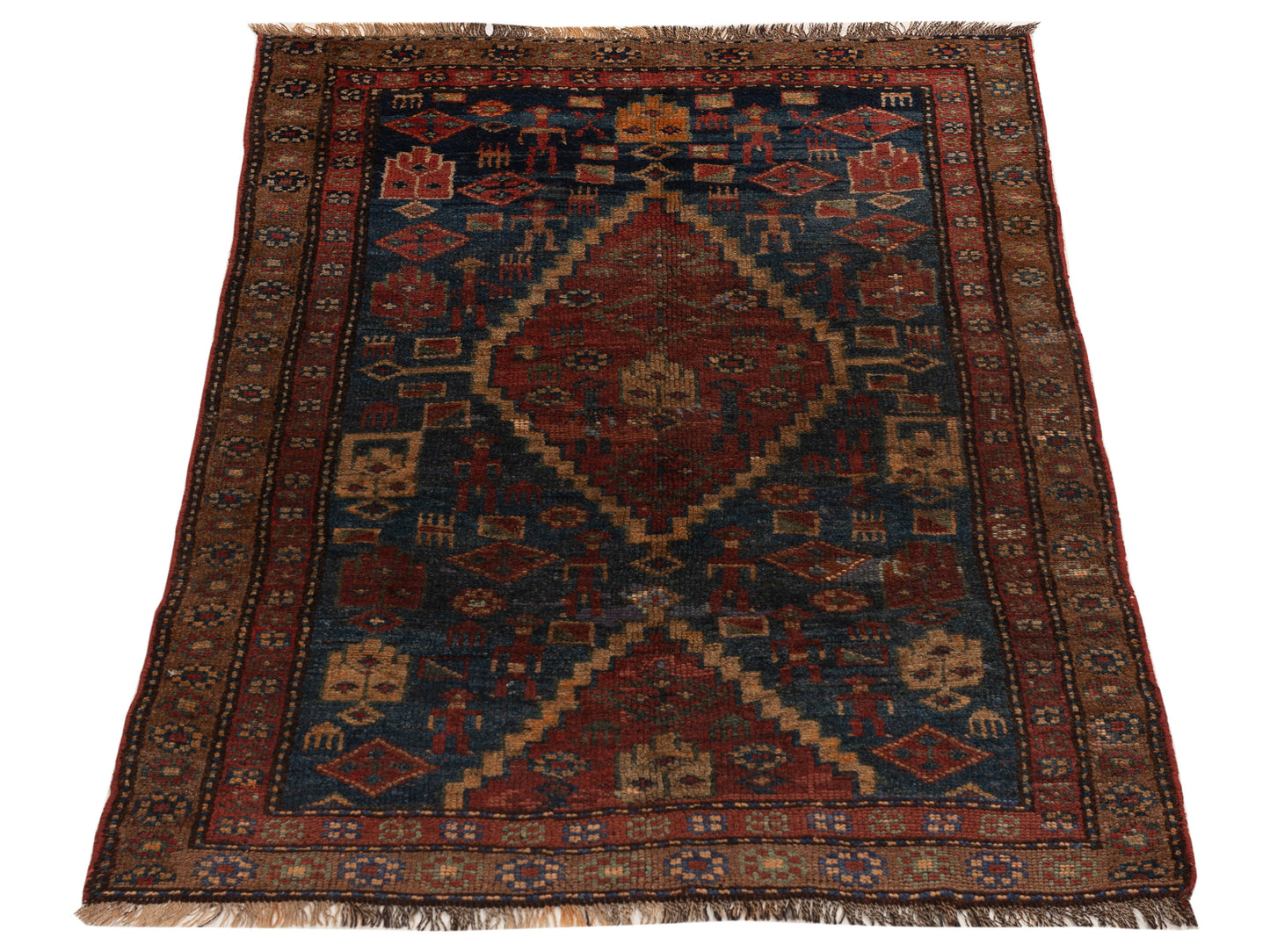 Old Anatolian 118720 Blue Brown 4x6 Hand Knotted Rug