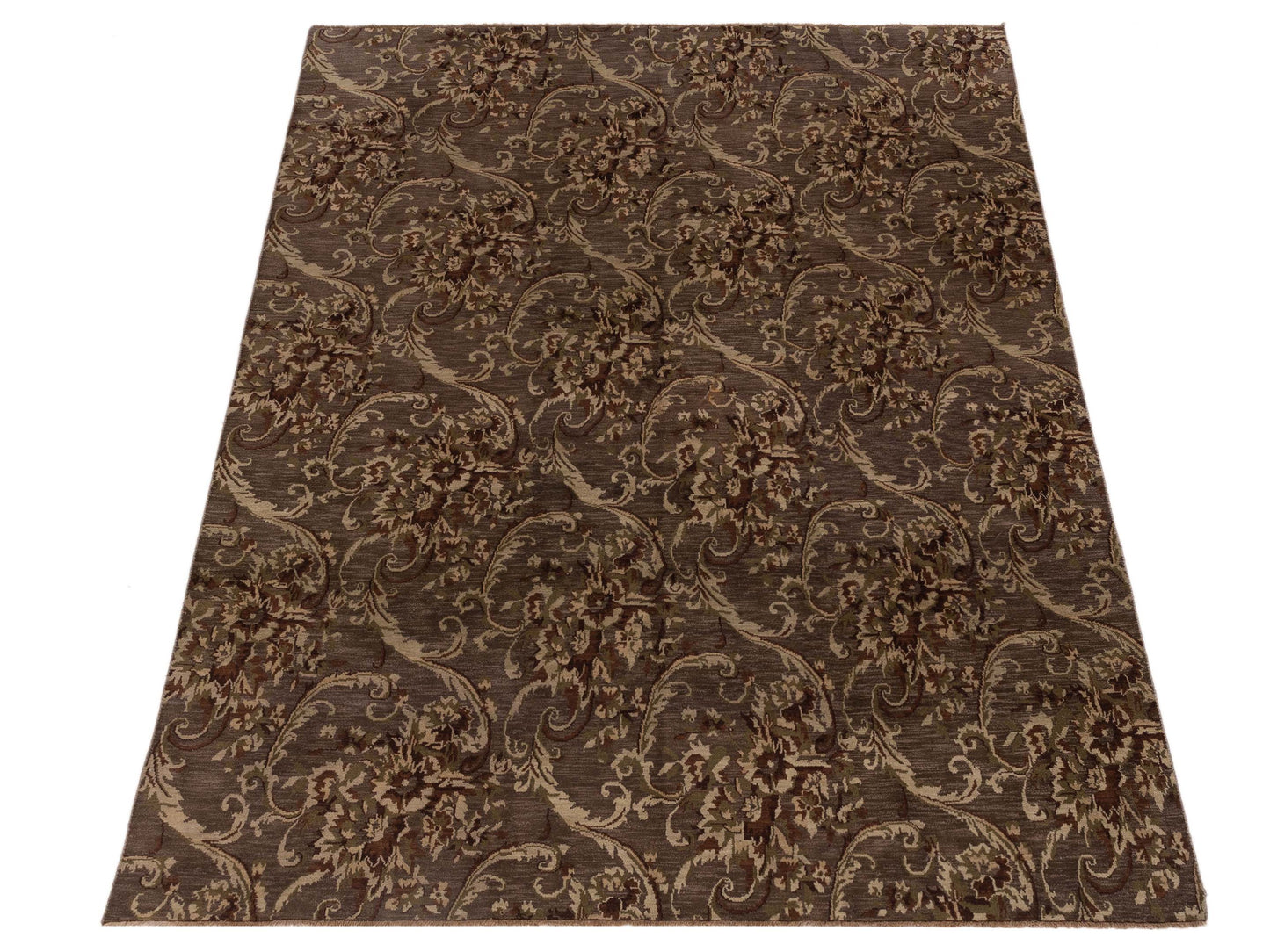 Lilac 86735 Brown 7.11x9.9 Hand Knotted Rug