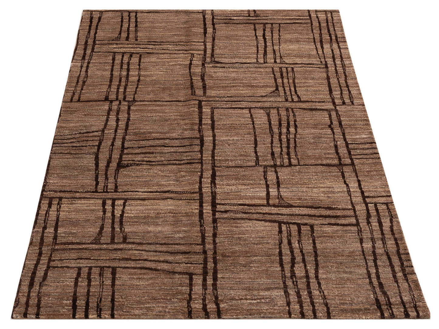 Tibetino 154028 Brown Brown 5.4x8.1 Hand Knotted Rug