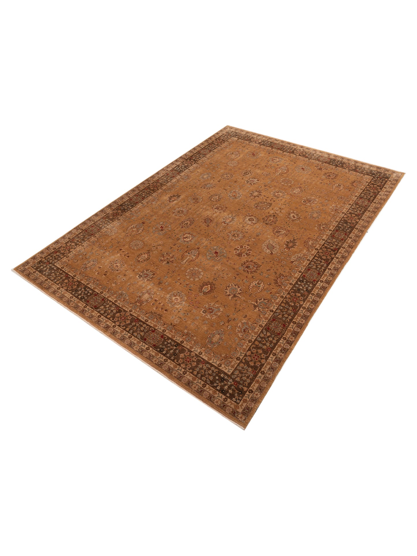Firuze Zeyno Gold Brown 10x13.11 Hand Knotted Rug