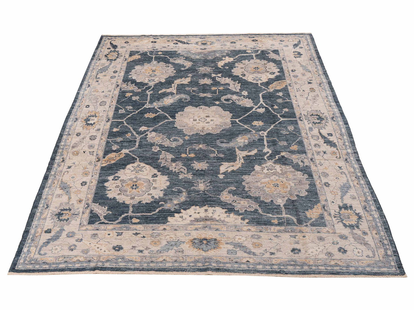 Angora Oushak 155016 Blue Ivory 8.11x12 Hand Knotted Rug