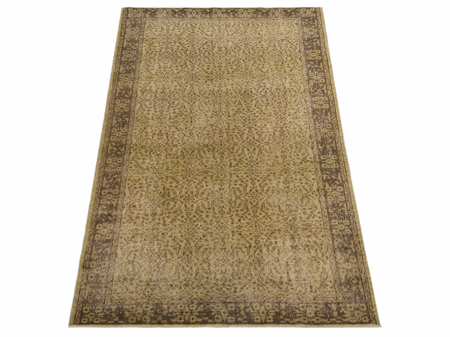 Vintage 112374 Green 5.6x9 Hand Knotted Rug