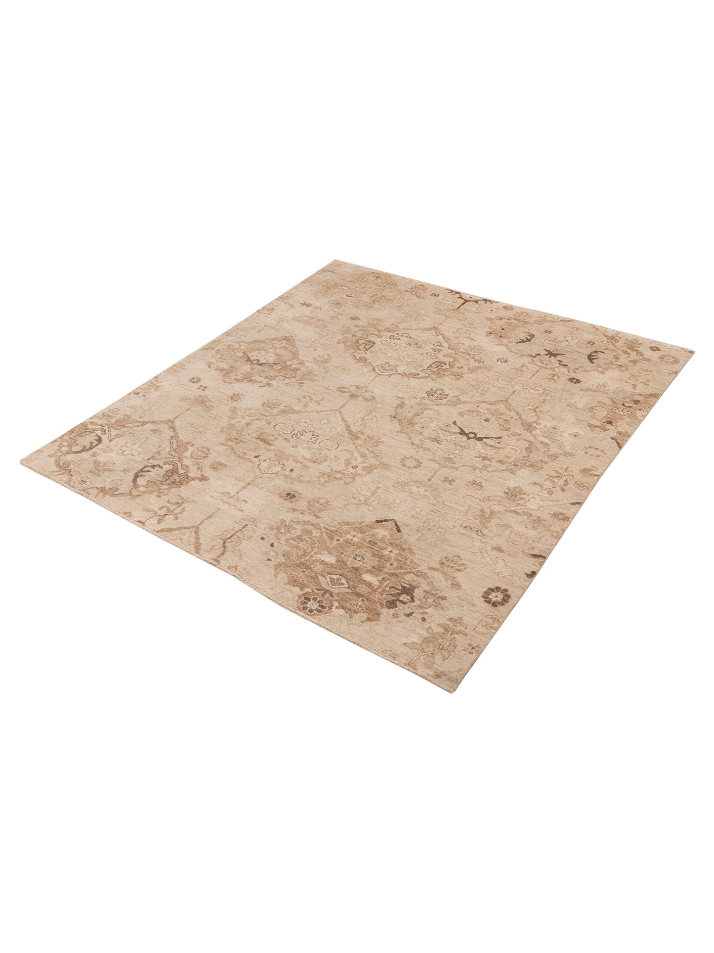 Angora Oushak 154956 Cream Brown 8.4x9.2 Hand Knotted Rug