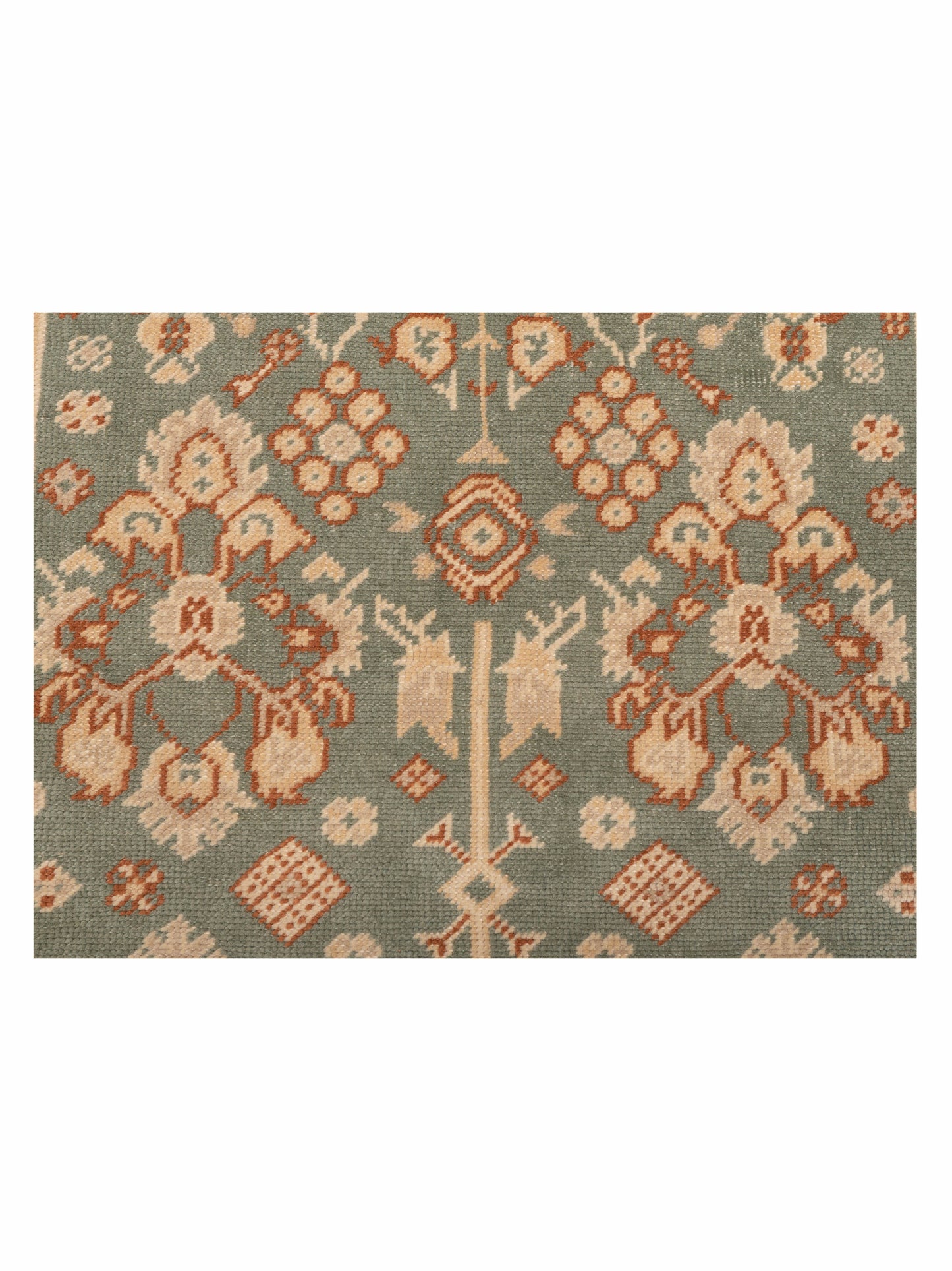 Anadol Oushak 129721 Green Ivory 4.2x5.9 Hand Knotted Rug