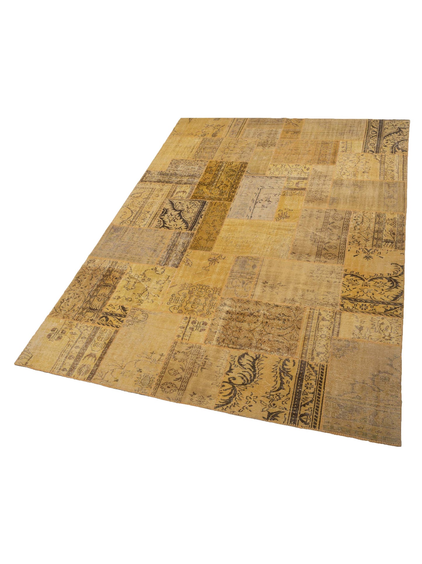 Turkish Vestige Patchwork 109445 Yellow 9.10x13.1 Hand Knotted Rug