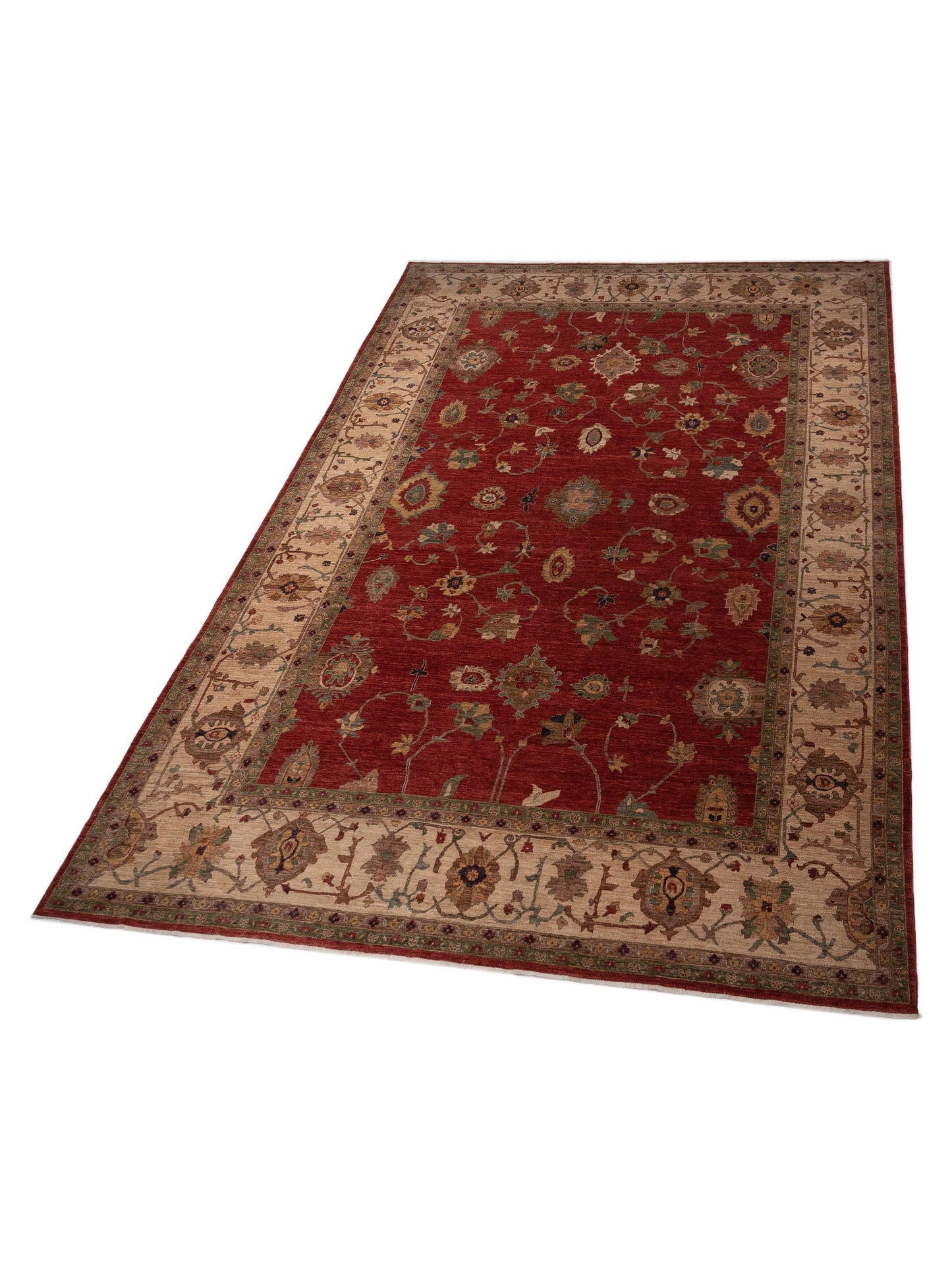 Elvan Nurgul Red Ivory 12.4x17.8 Hand Knotted Rug