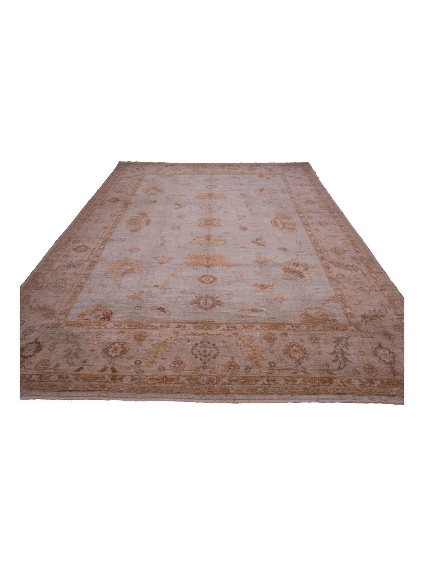 Angora Oushak 128217 Ice Blue Silver 13.4x16.7 Hand Knotted Rug
