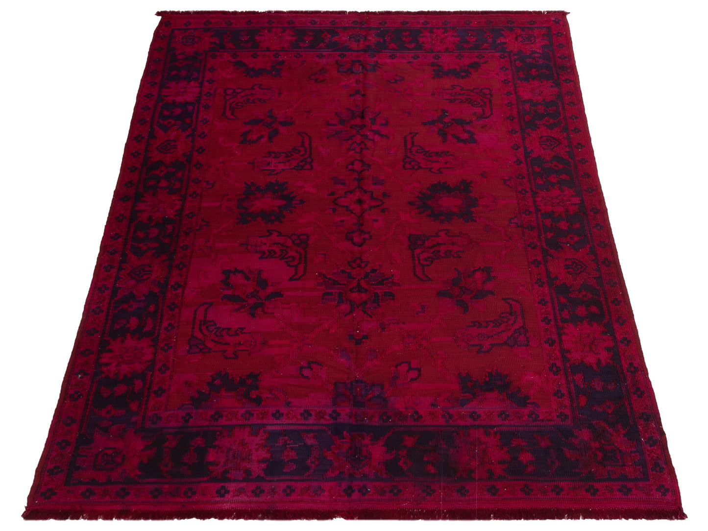 Vintage 108945 Red Red 6.6x8.7 Hand Knotted Rug