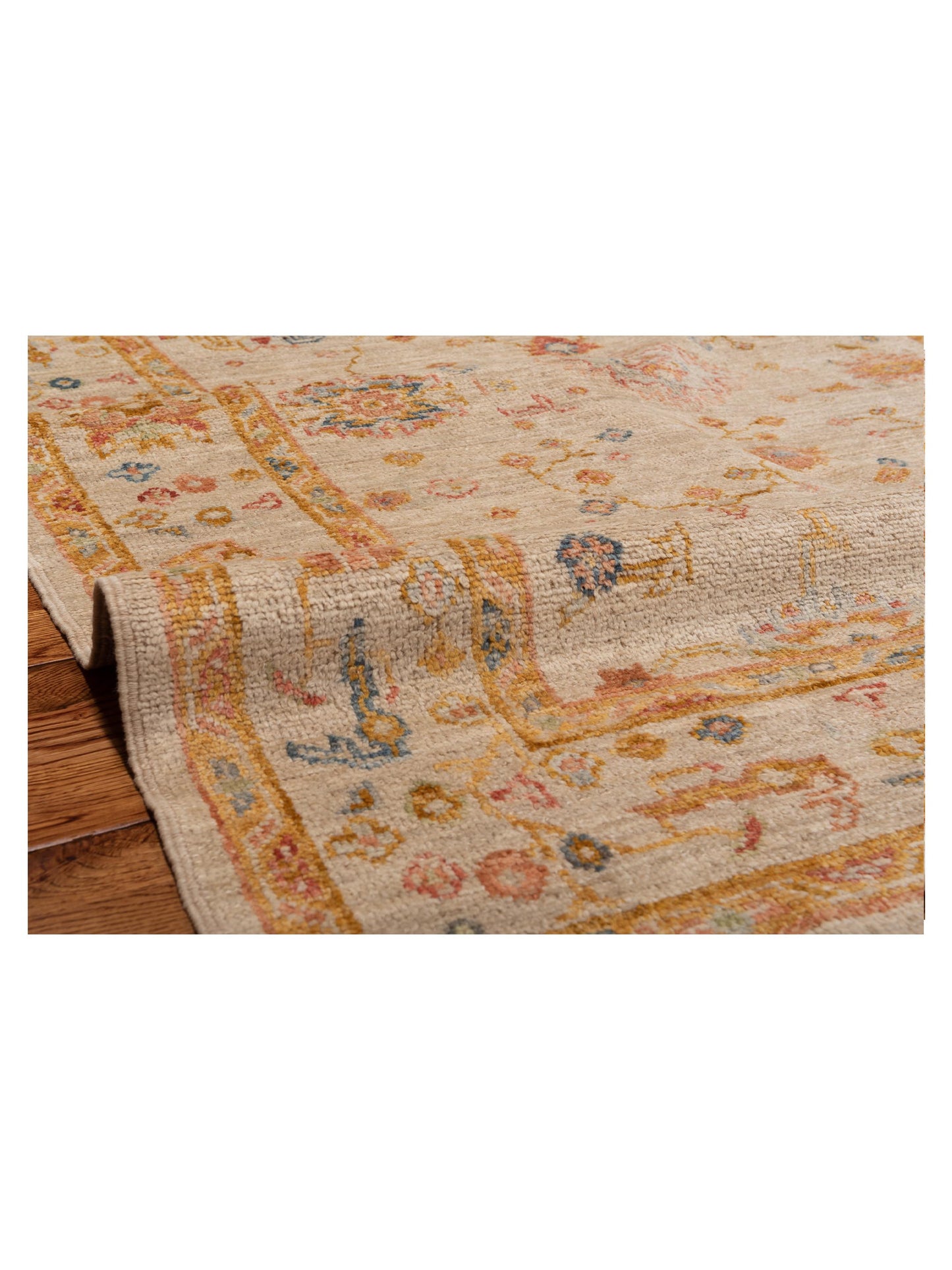 Angora Oushak 148061 Ivory Silver 5.1x6.9 Hand Knotted Rug
