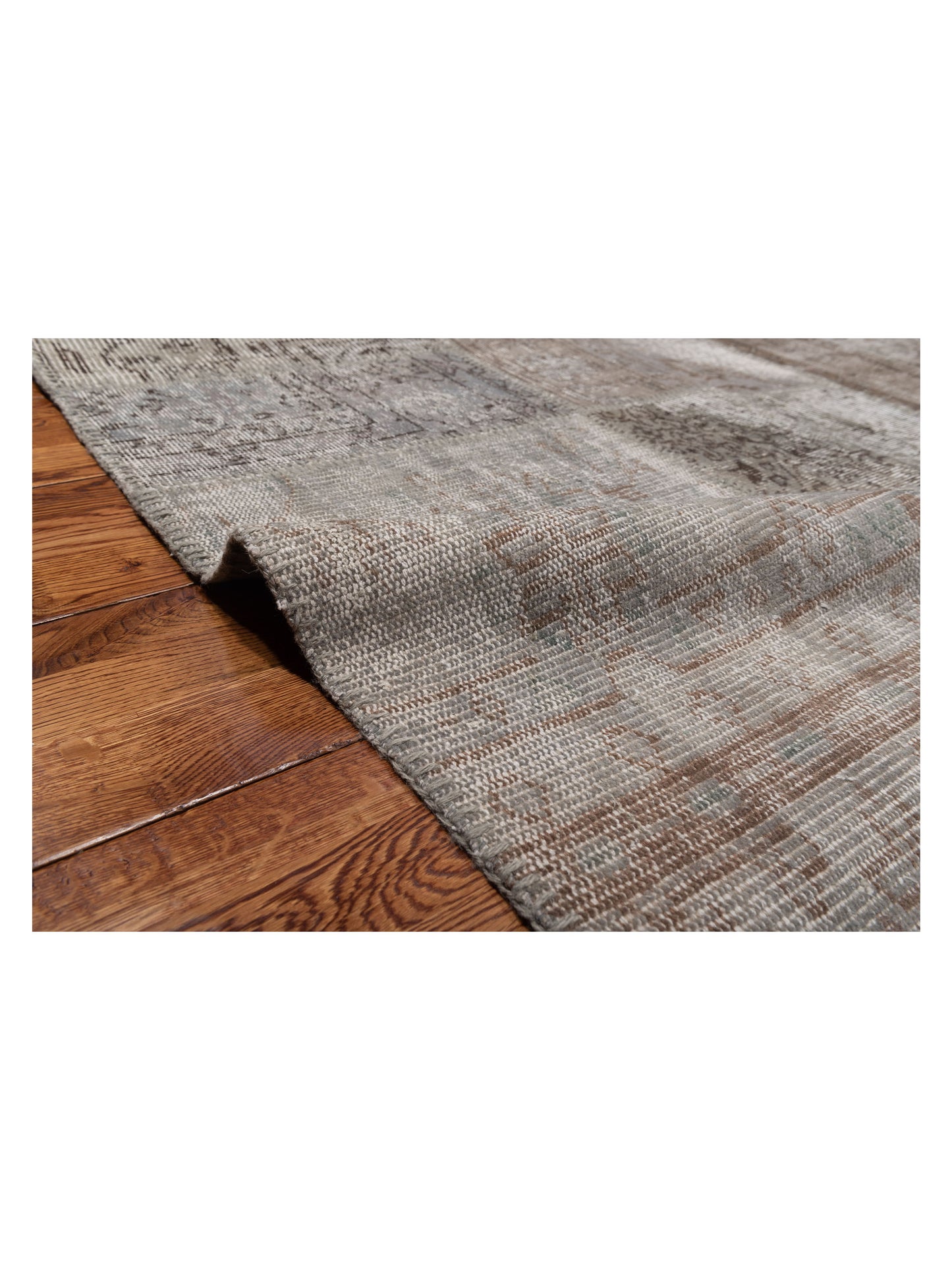Turkish Vestige Patchwork 126446 Gray 10x14 Hand Knotted Rug