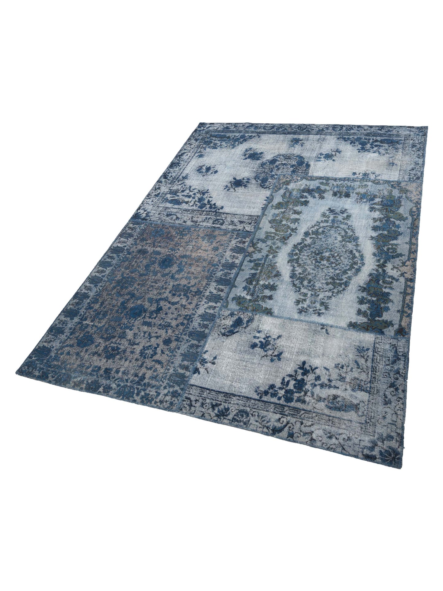 Turkish Vestige Patchwork 125427 Dark Blue 10x13.11 Hand Knotted Rug