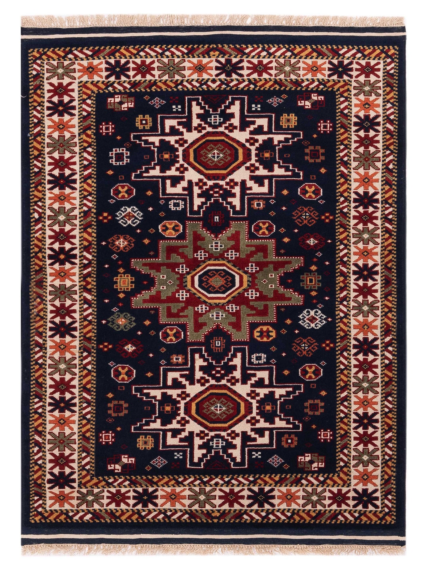 Pasha Turkish Shirwan  Navy Ivory Traditional