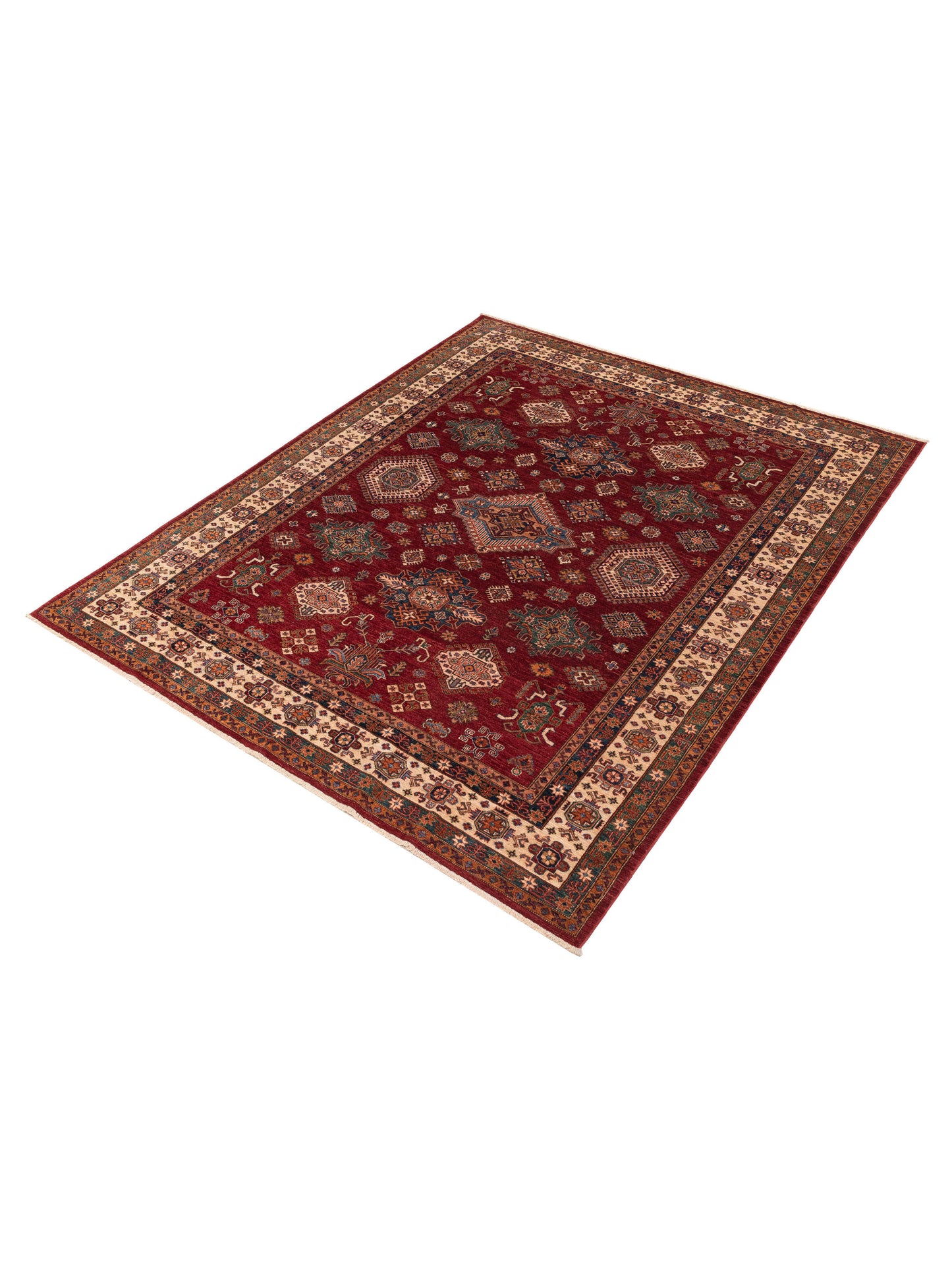 Kazak 151994 Red Ivory 8.1x9.10 Hand Knotted Rug