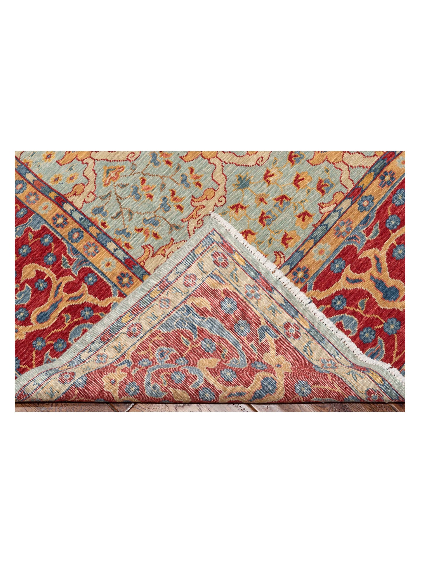 Antique Loom Fine 147218 Sea Blue Red 8.1x13.4 Hand Knotted Rug