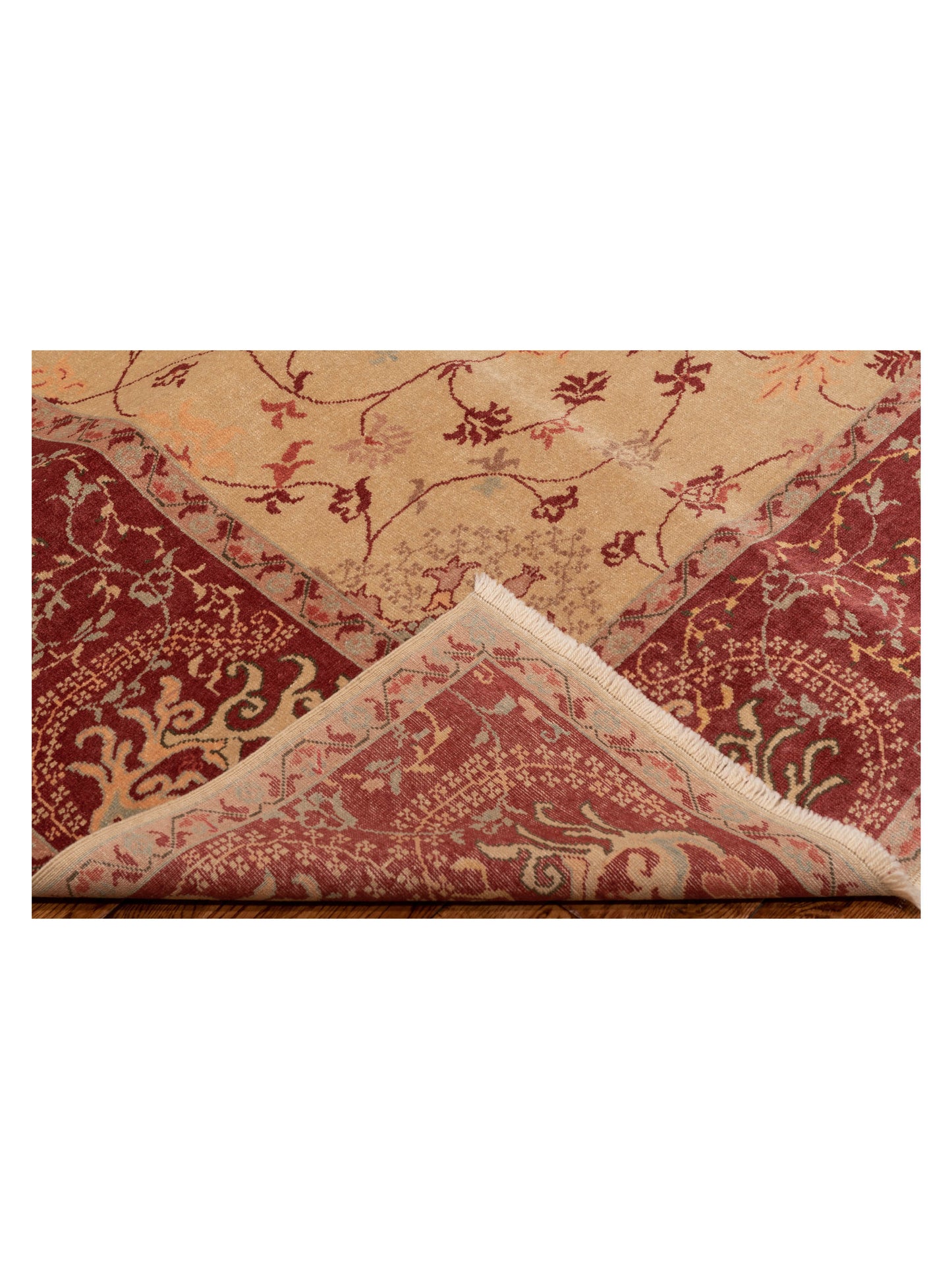 Antique Loom 108015 Cream Burgundy 9.4x12.6 Hand Knotted Rug