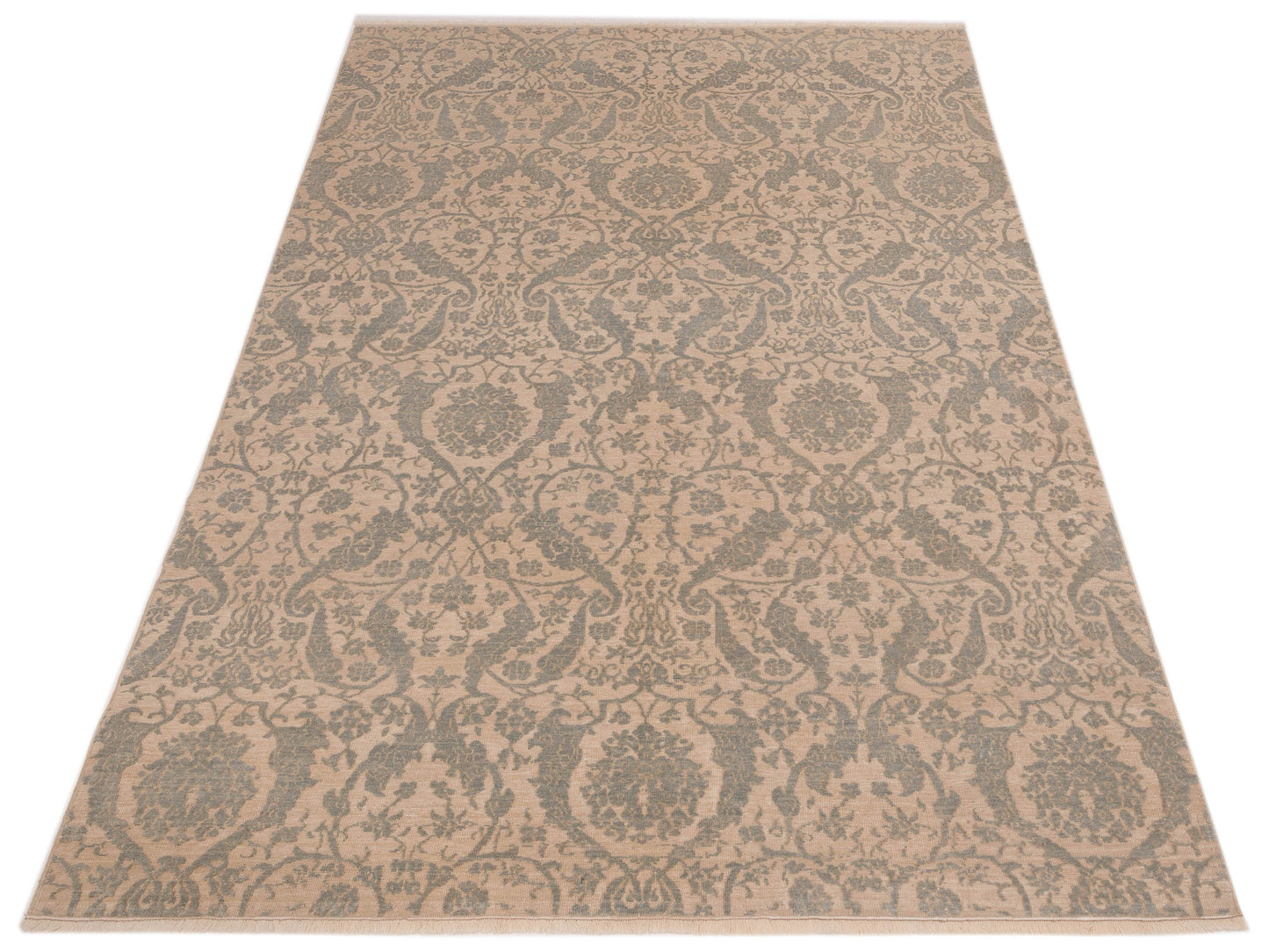 Defne Orchid Ivory Blue 6.5x9.5 Hand Knotted Rug