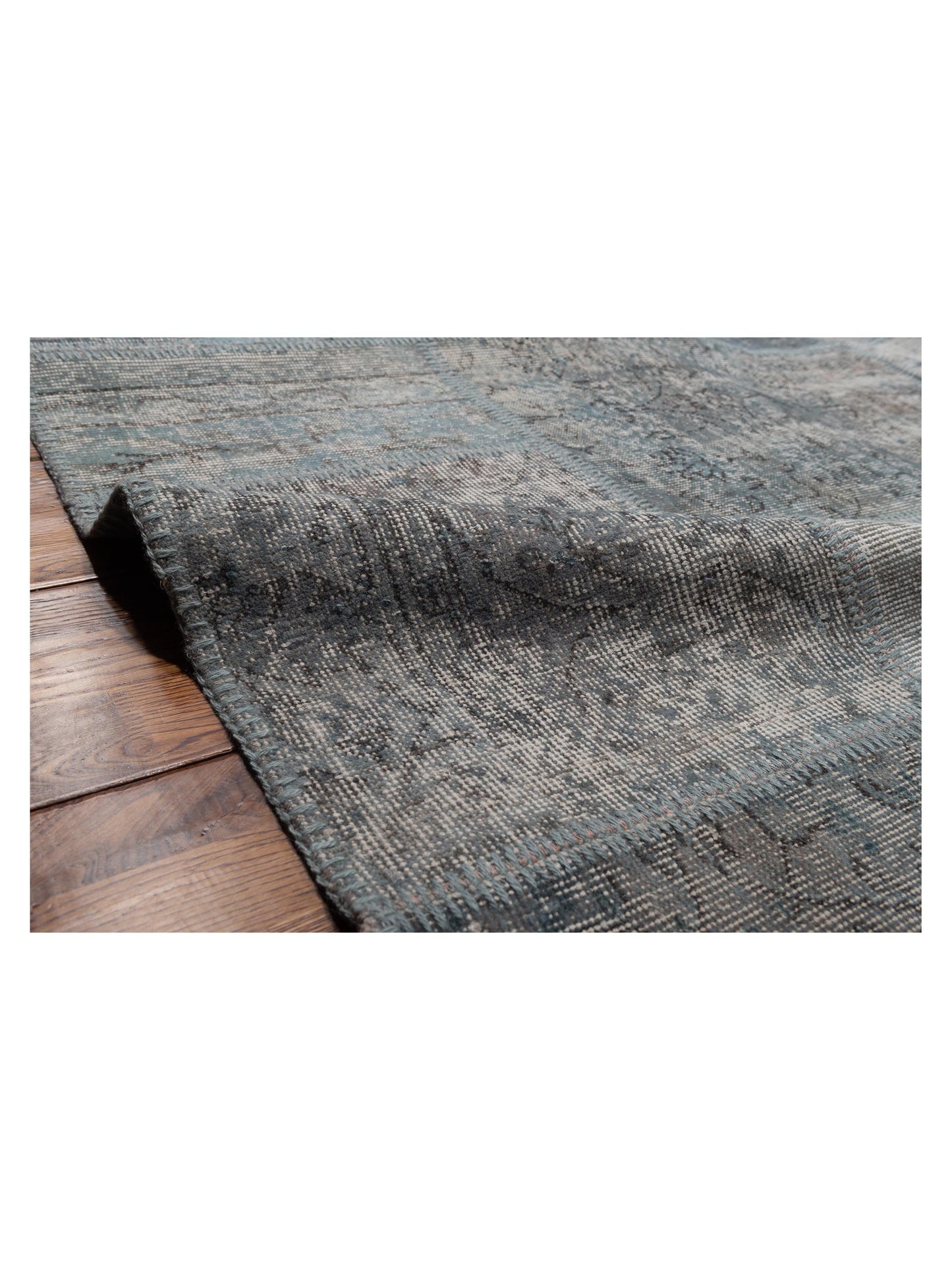 Turkish Vestige Patchwork 123757 Light Blue 12x18 Hand Knotted Rug