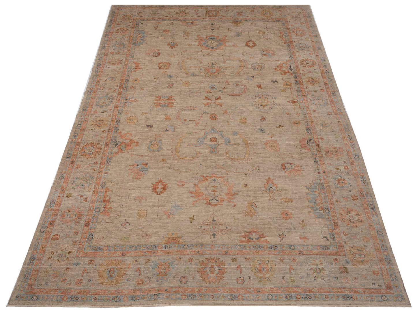 Angora Oushak 149316 Beige Light Brown 11.11x17.4 Hand Knotted Rug